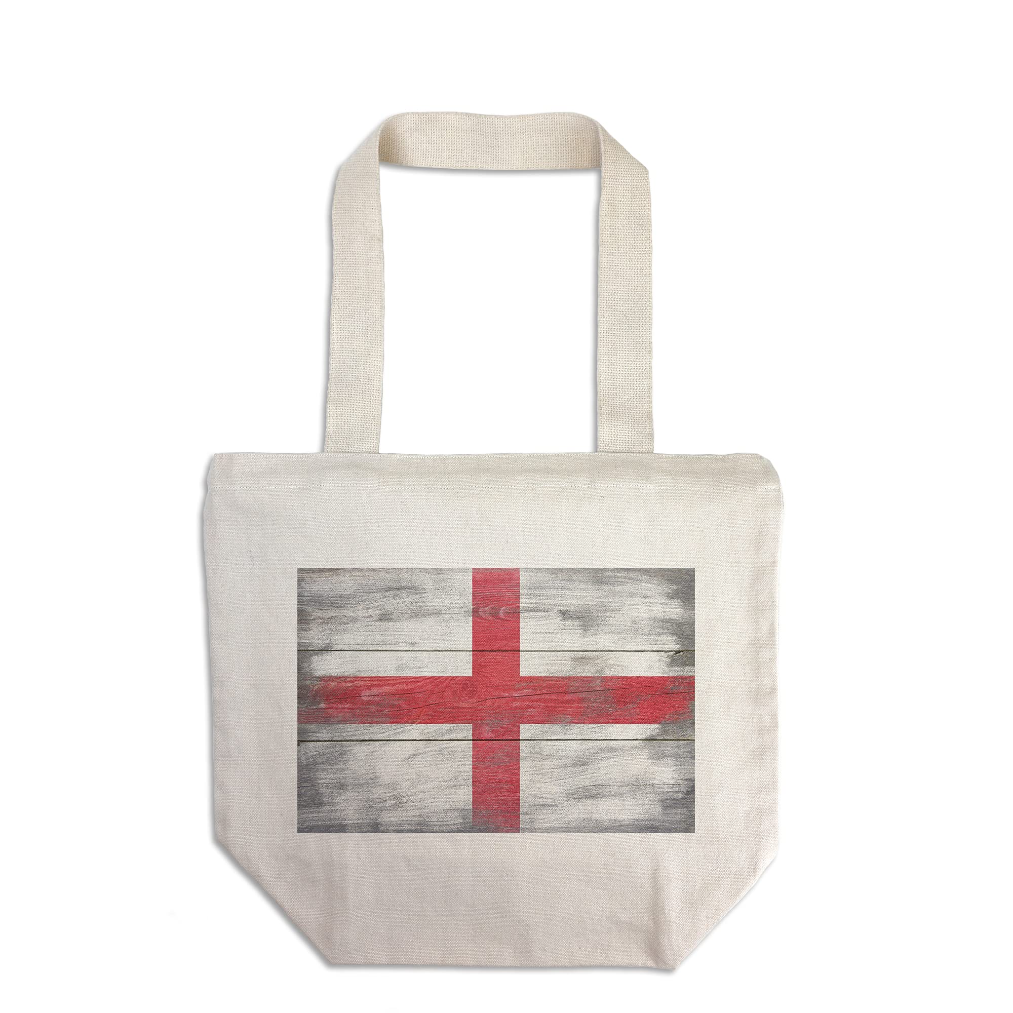 Lantern Press Rustic England Country Flag Tote Bag - 100% Cotton Canvas Reusable Shopping Bag for Groceries, Beach, Travel & Everyday Use