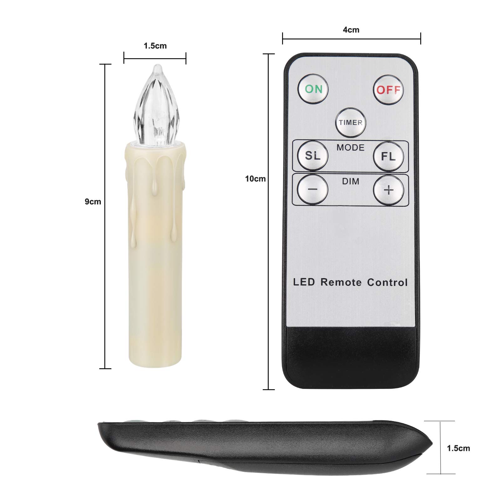 12 Pack Flameless LED Taper Candles with Timer & Remote - Battery Operated Flickering Window Candles with Clips & Suction Cups - Perfect for Christmas Tree, Home, Garden, Holiday, Wedding & Party Decorations