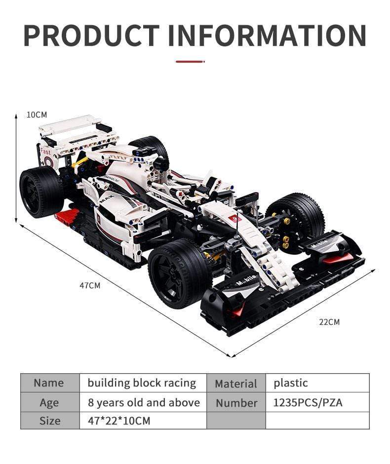 Mould King 13117 MOC 31313 42096 F1 Racing Car Building Blocks Set - DIY Formula 1 Model Kit for Adults & Kids, Perfect for Car Enthusiasts & Collectors - Great for Home Decoration, Gift Giving & Racing Themed Events