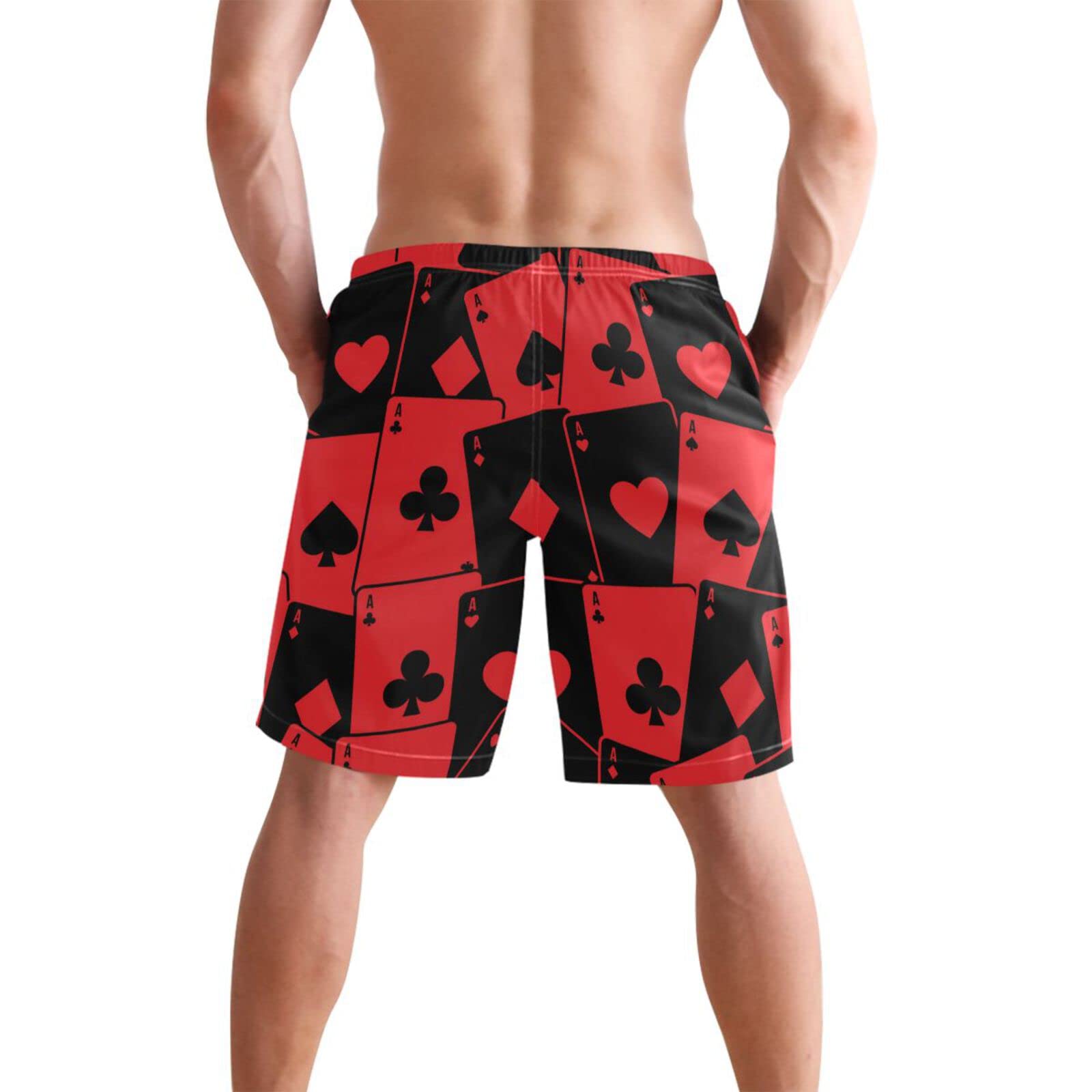 **Spades Playing Cards Men's Swim Trunks - Quick Dry Beach Shorts with Pockets - Perfect for Swimming, Surfing & Summer Vacations**