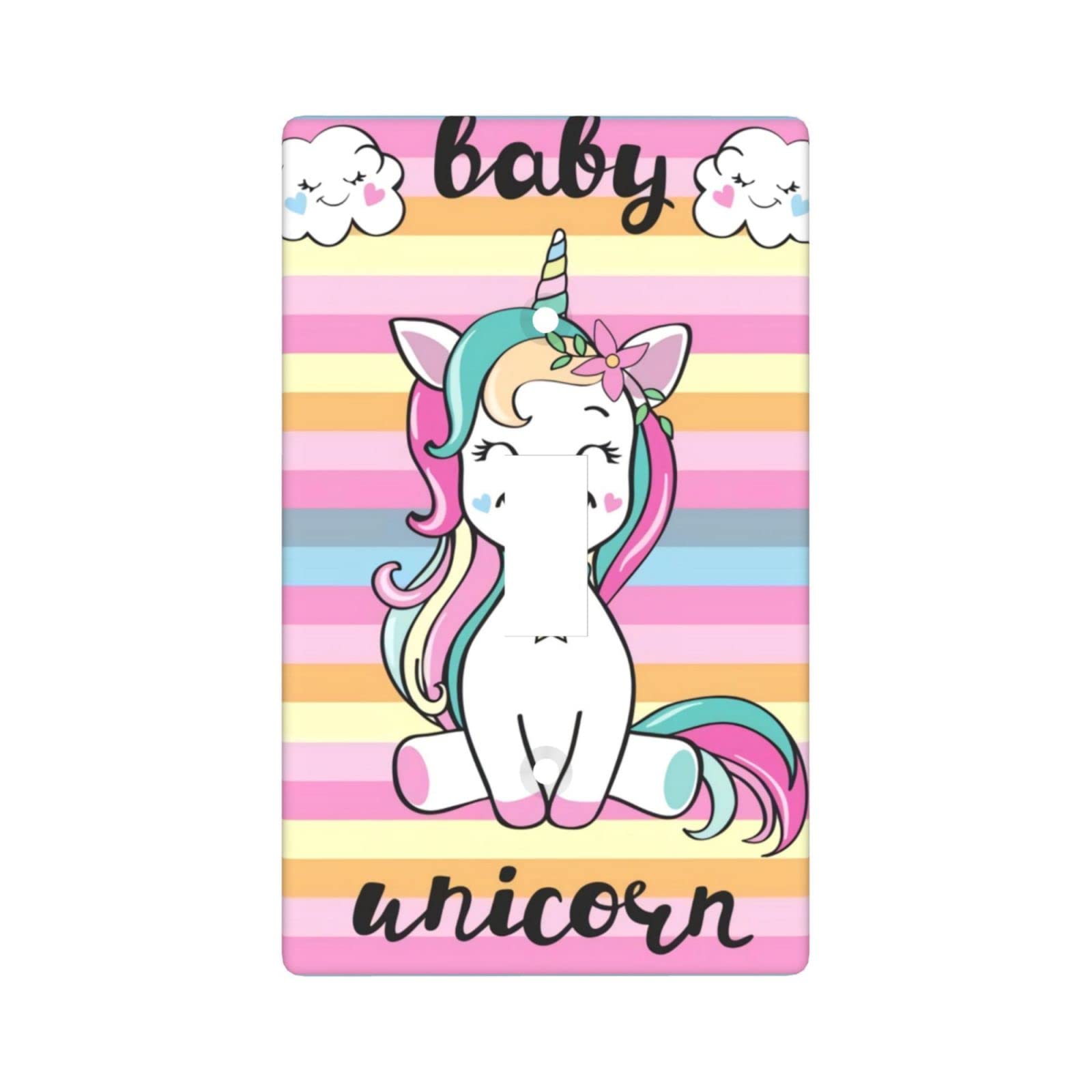 Adorable Unicorn Light Switch Cover - Single Toggle Wall Plate for Home & Kitchen Decor - Cute Bedroom Accessory for Kids Room, Nursery, or Playroom