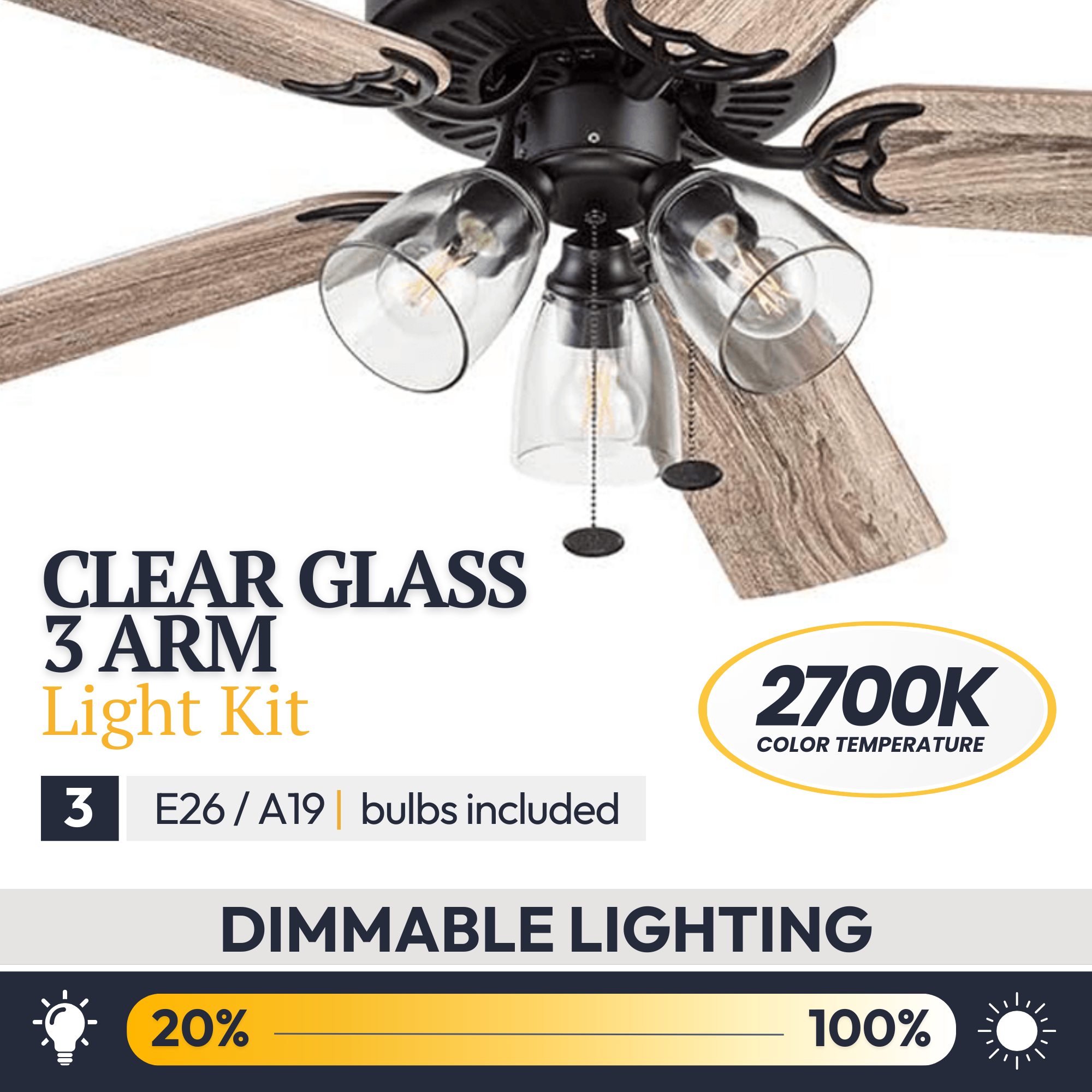 52 Inch Saybrook Espresso Bronze Ceiling Fan with Pull Chain - Modern Indoor Ceiling Fan for Living Room, Bedroom, and Office