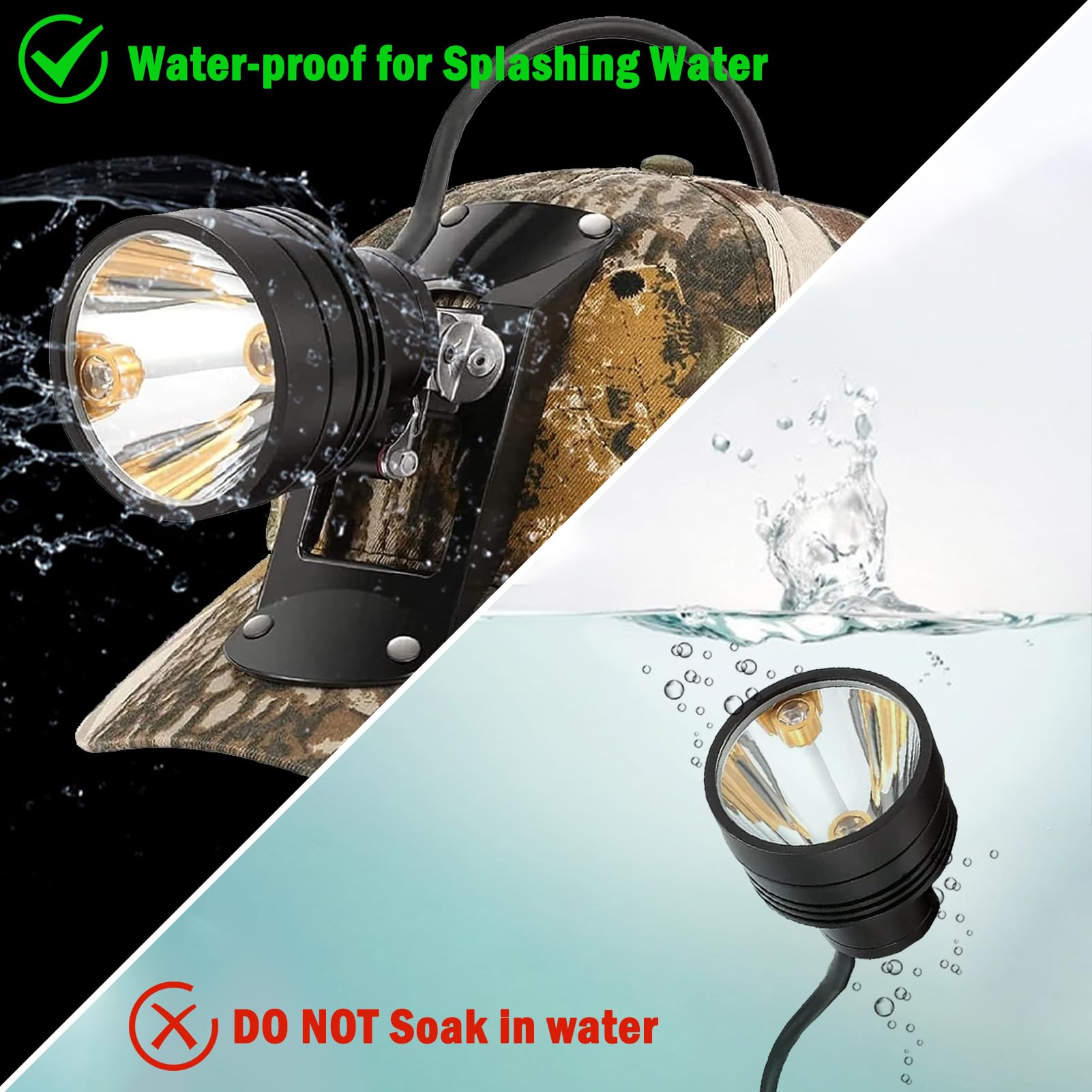 Rechargeable LED Hunting Headlamp - 80,000 LUX Super Bright Coyote Hog Coon Light with Red/White/Green LEDs, Waterproof & Camo Cap, 7-Position Switch - Perfect for Night Hunting, Predator Control, and Outdoor Adventures