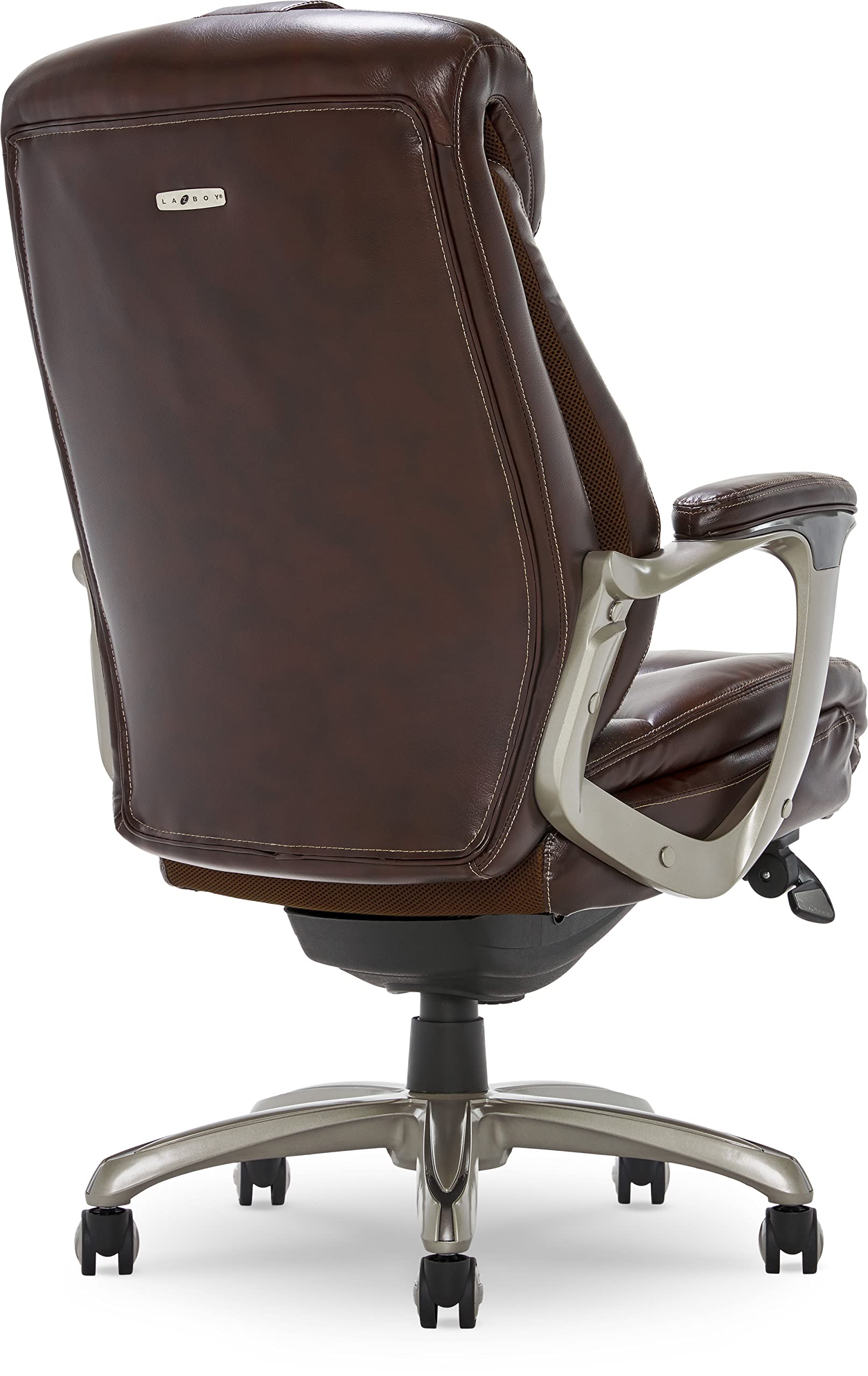 La-Z-Boy Cantania Executive Office Chair with AIR Lumbar Support & Memory Foam Cushions - Ergonomic High Back Desk Chair with Brown Bonded Leather - Perfect for Home Office, Gaming & Workspaces