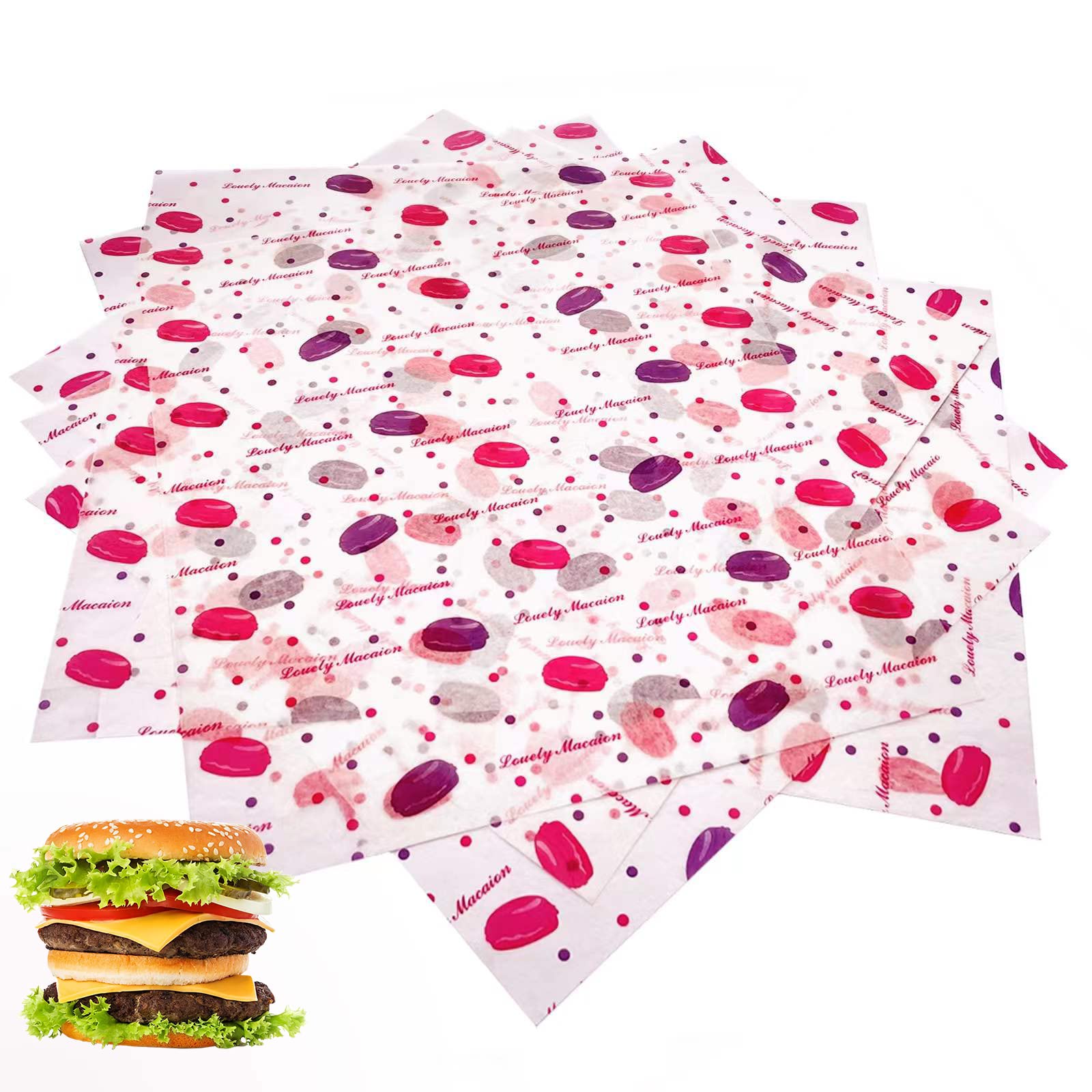 150-Pack Suiwen Wax Paper Sheets - Sandwich Wrap, Deli Wraps & Food Basket Liners | Greaseproof Parchment Paper for Baking, Macarons & Food Presentation (Assorted Colors) - Perfect for Picnics, Party Platters & Bakery Packaging