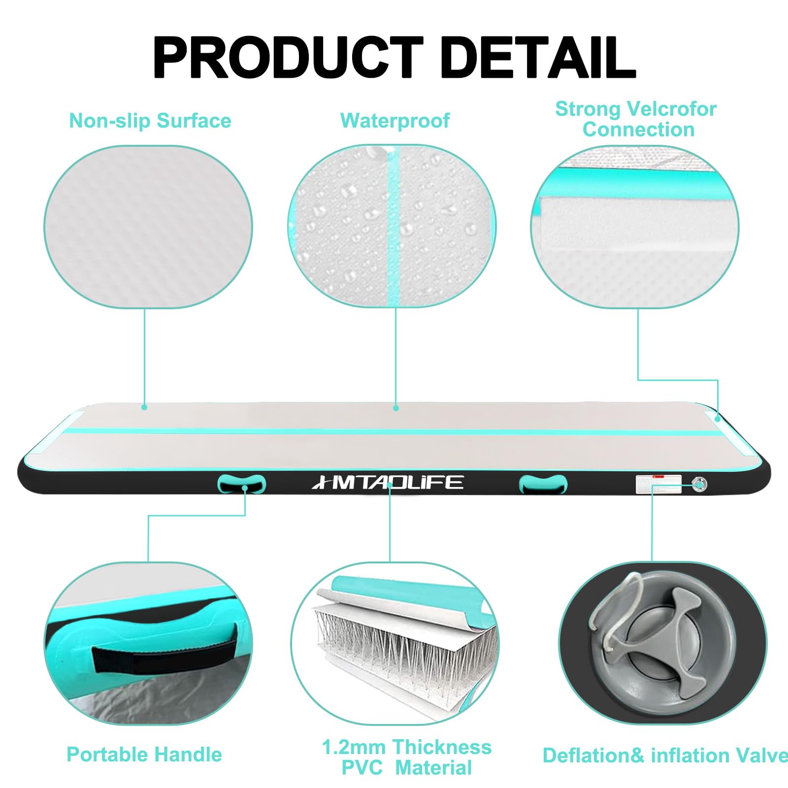 Inflatable Gymnastics Air Roller & Tumble Mat - Yoga, Cheerleading & Backbend Training Equipment for Home & Gym Use | Perfect for Kids' Gymnastics Practice, Yoga Stretching & Cheerleading Routines