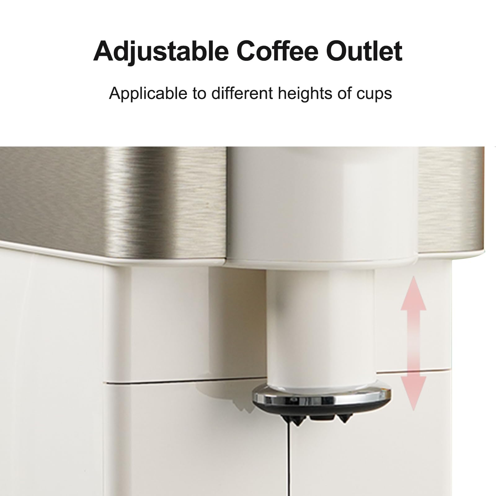 Fully Automatic Espresso Coffee Machine with Milk Frother - Dr.coffee H2 Home Coffee Maker, Detachable Water Tank, Round Touch Screen, Piano Black/Cream White for Kitchen, Office, Cafe Use