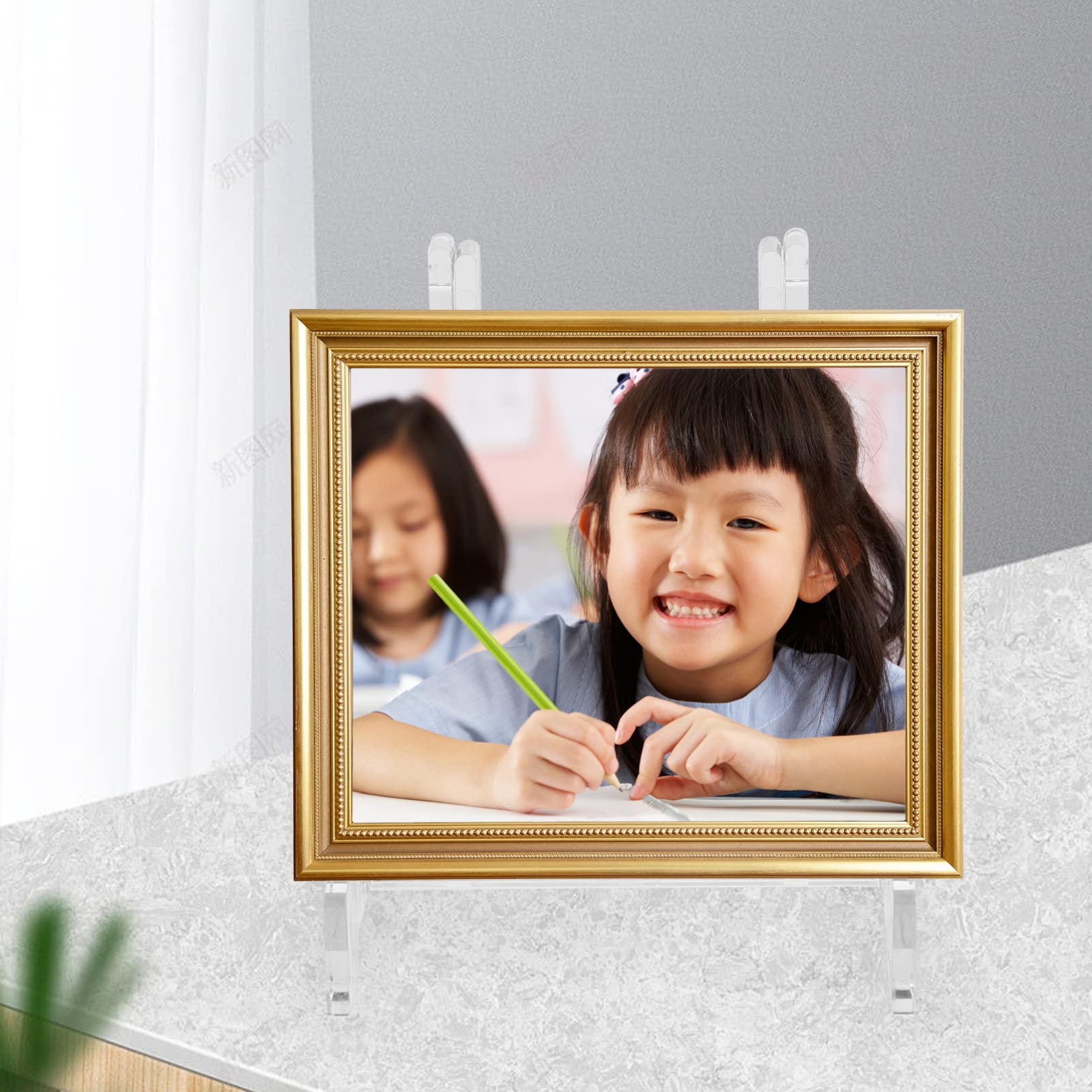 LIFKOME 5-Piece Acrylic Photo Frame Stand Set - Small Universal Tabletop Easel Display Holder for Pictures, Artwork, and Decorative Plates - Perfect for Desk, Shelf, or Home Decor Display