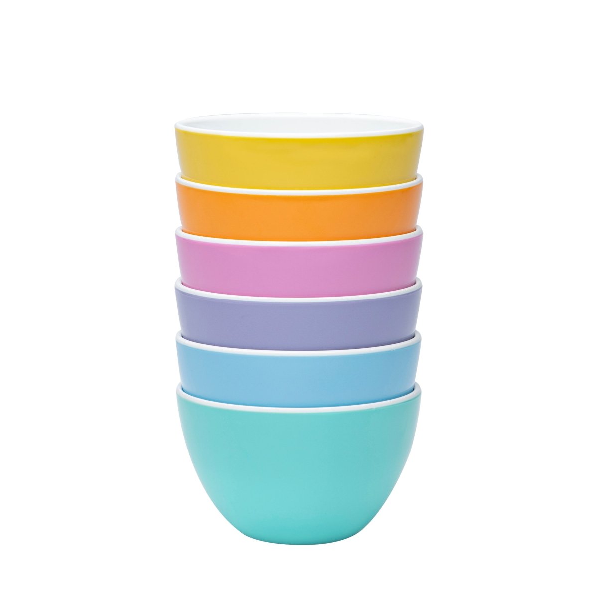 bzyoo 6-Piece 5.5 Inch 30.4oz ColorPop Bowls Set - Pastel Colored Melamine Serving Bowls for Salads, Desserts, Snacks & Party Tableware