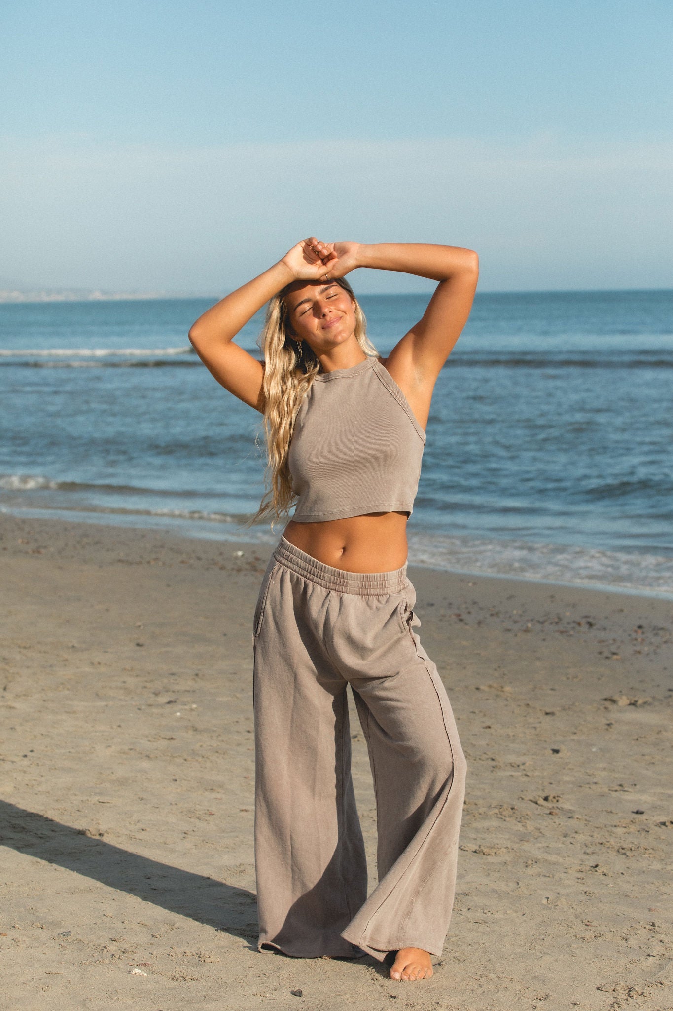 Sunset Surf Cotton Wide Leg Pants for Women - Soft Comfortable Beach Pants with Elastic Waist - Perfect for Yoga, Travel, and Summer Vacation Outfits