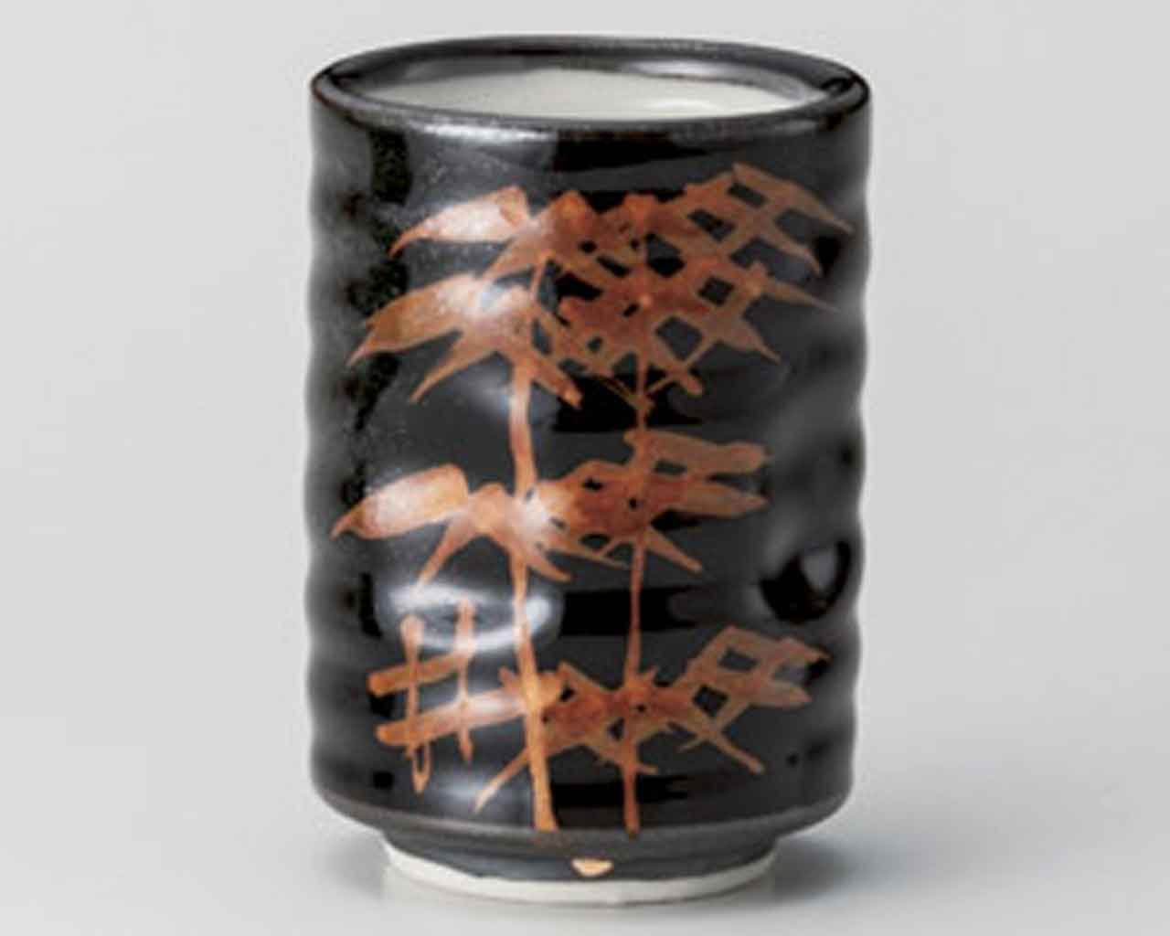 Premium Japanese Black Ceramic Tea Cups Set of 5 - Authentic Bamboo Tenmoku Glaze 2.8 Inch Handcrafted in Japan - Perfect for Matcha, Green Tea & Traditional Tea Ceremonies