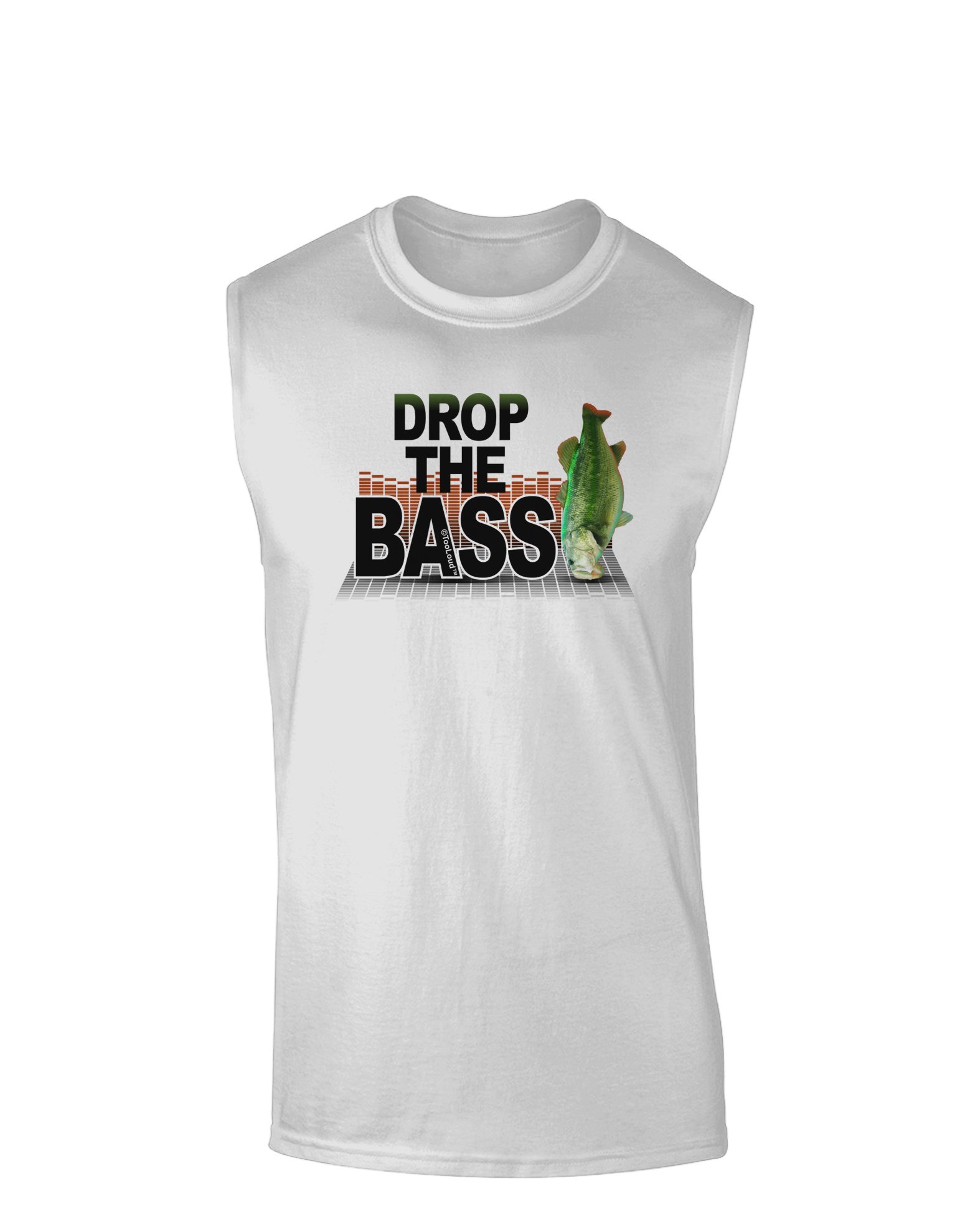 TOOLOUD Drop The Bass Fish Muscle Shirt - Funny Fishing Graphic Tee for Men - Perfect for Fishing Trips, Outdoor Adventures & Casual Wear