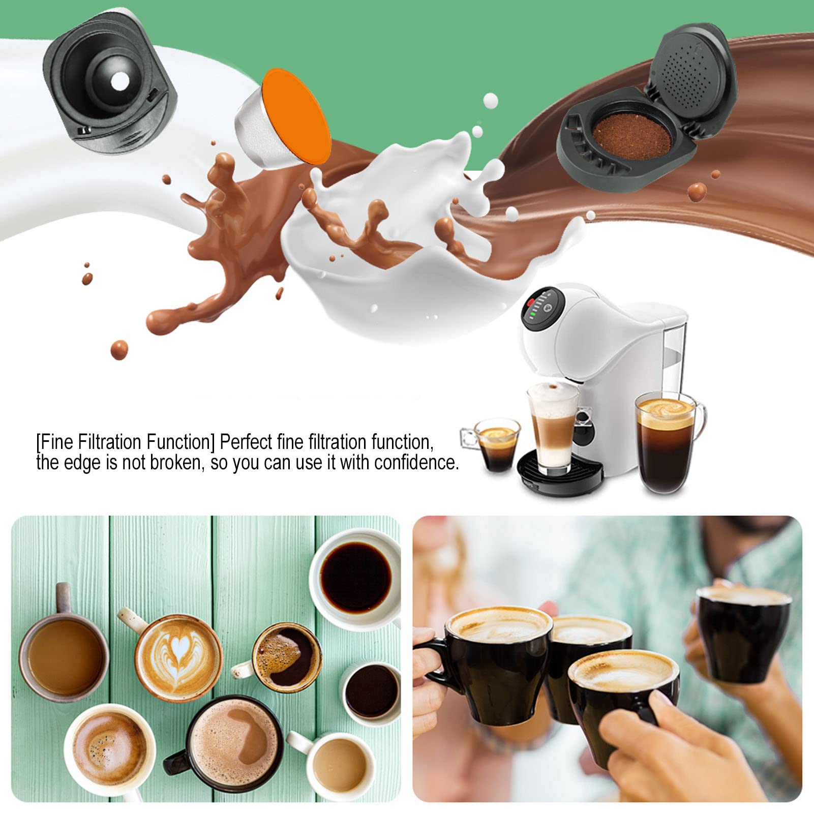 Eco-Friendly Black Reusable Coffee Capsule Filter Cup - Compatible with Most Coffee Makers | Perfect for Home, Office & Travel Use