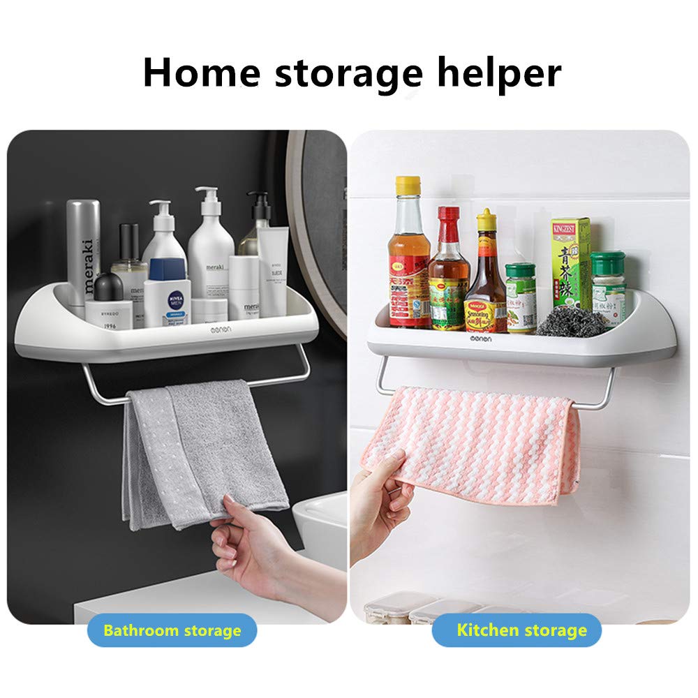 White Wall-Mounted Plastic Bathroom Shelves & Towel Rack - Space-Saving Storage for Toilet, Washstand & Shower Organization - Perfect for Small Bathrooms & Apartment Living