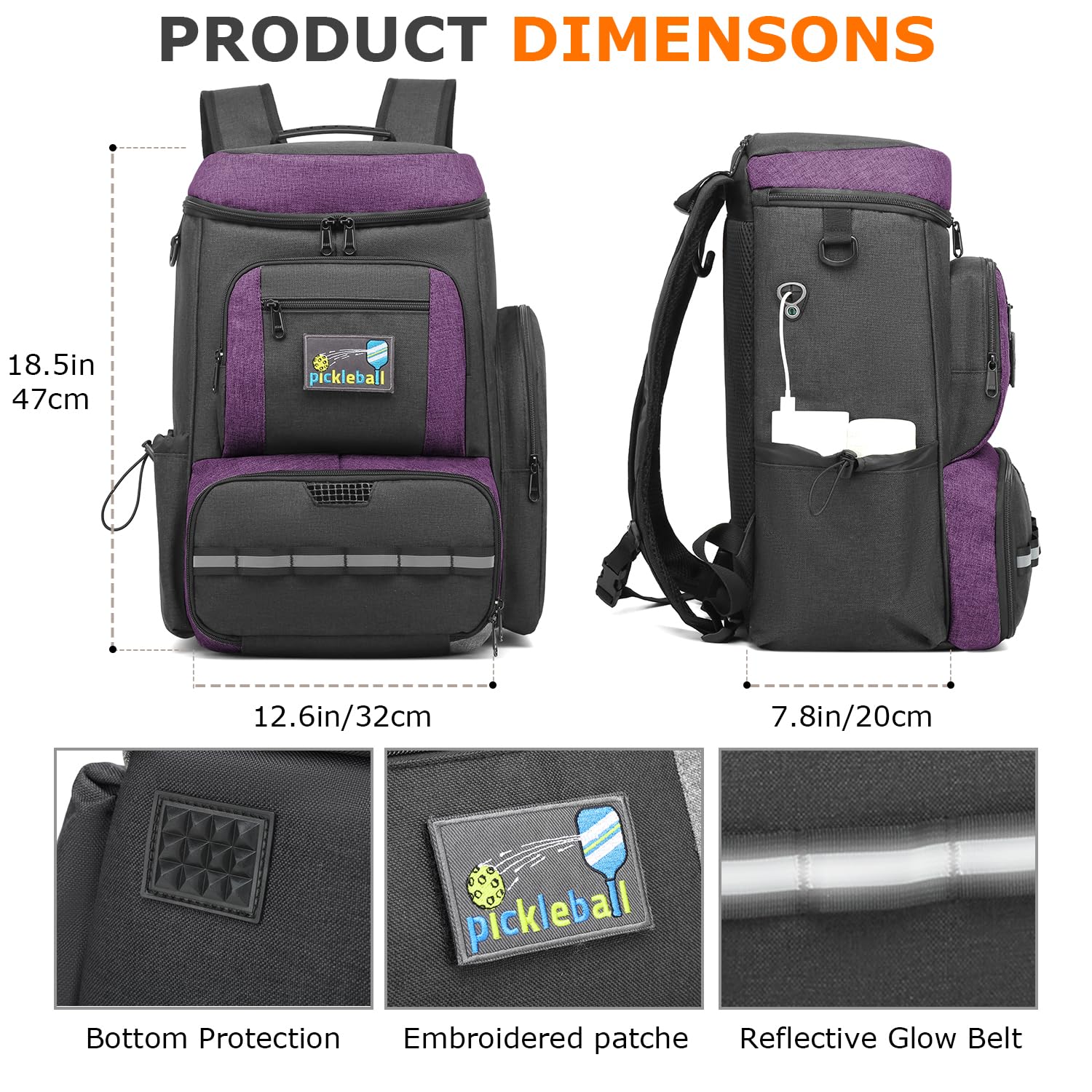 Premium Pickleball Backpack for Men & Women - Large Sports Bag Holds 6+ Paddles, Ventilated Shoe Compartment - Ideal for Tournaments, Gym & Outdoor Play