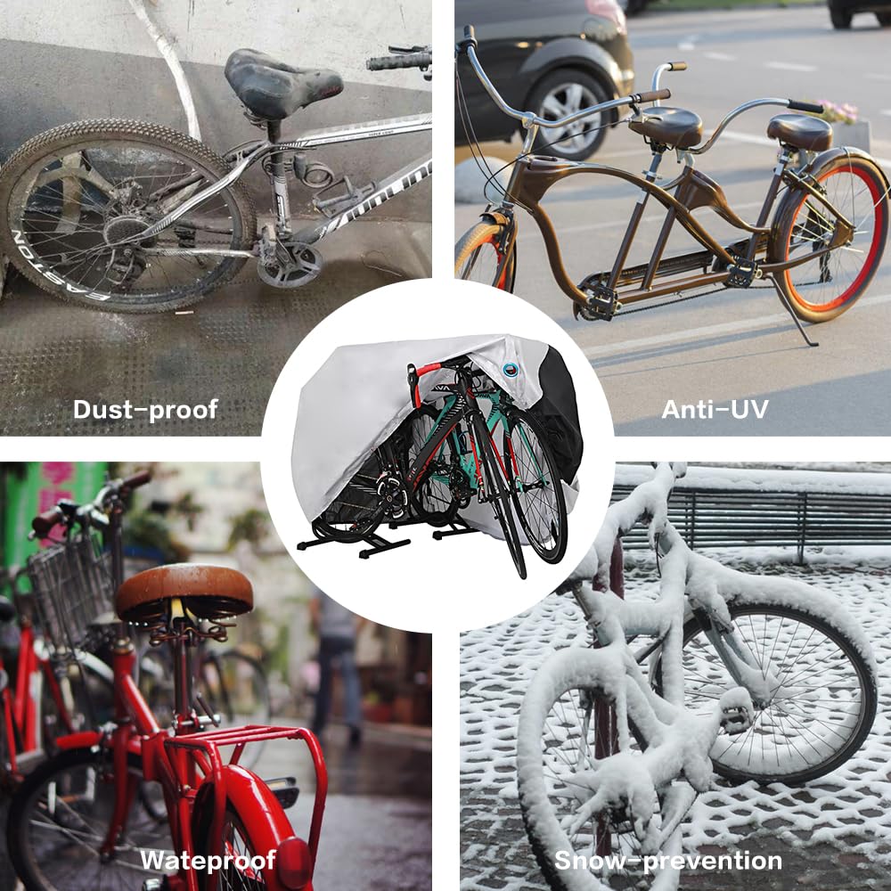 Waterproof Bike Cover for 2-3 Bicycles - Outdoor Mountain & Road Bike Cover with Lock Hole | Perfect for Garage Storage, Travel & Weather Protection