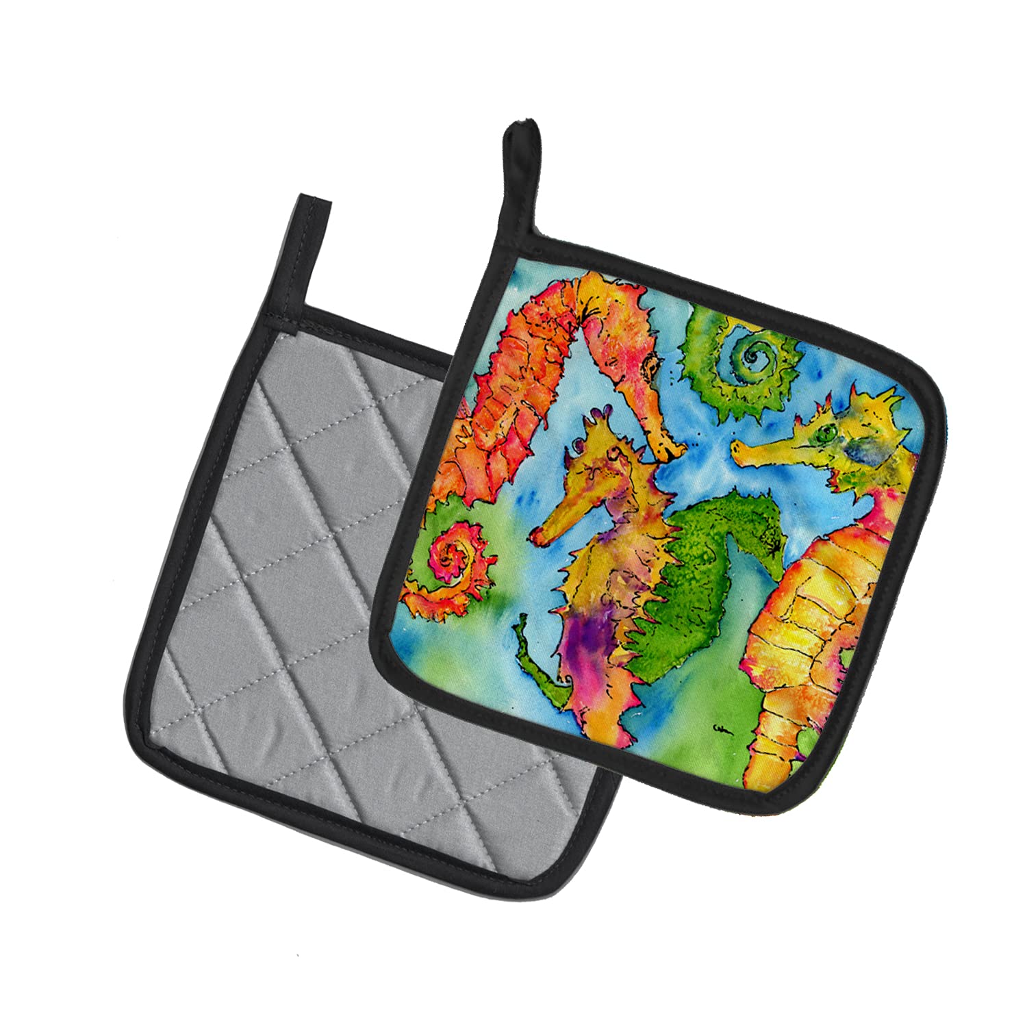 Heat Resistant Seahorse Pot Holders Set of 2 - 7.5x7.5 Inch Kitchen Oven Mitts for Cooking, Baking, Grilling & BBQ - Perfect for Hot Pans, Baking Trays & Outdoor Cooking