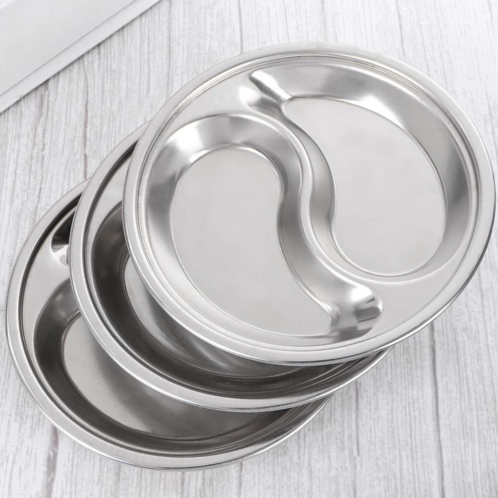 4-Piece Stainless Steel Divided Dipping Sauce Dishes Set - Small Round Soy Sauce & Seasoning Dishes for Sushi, Dumplings, Appetizers & Snacks | Perfect for Asian Cuisine, Parties & Home Dining