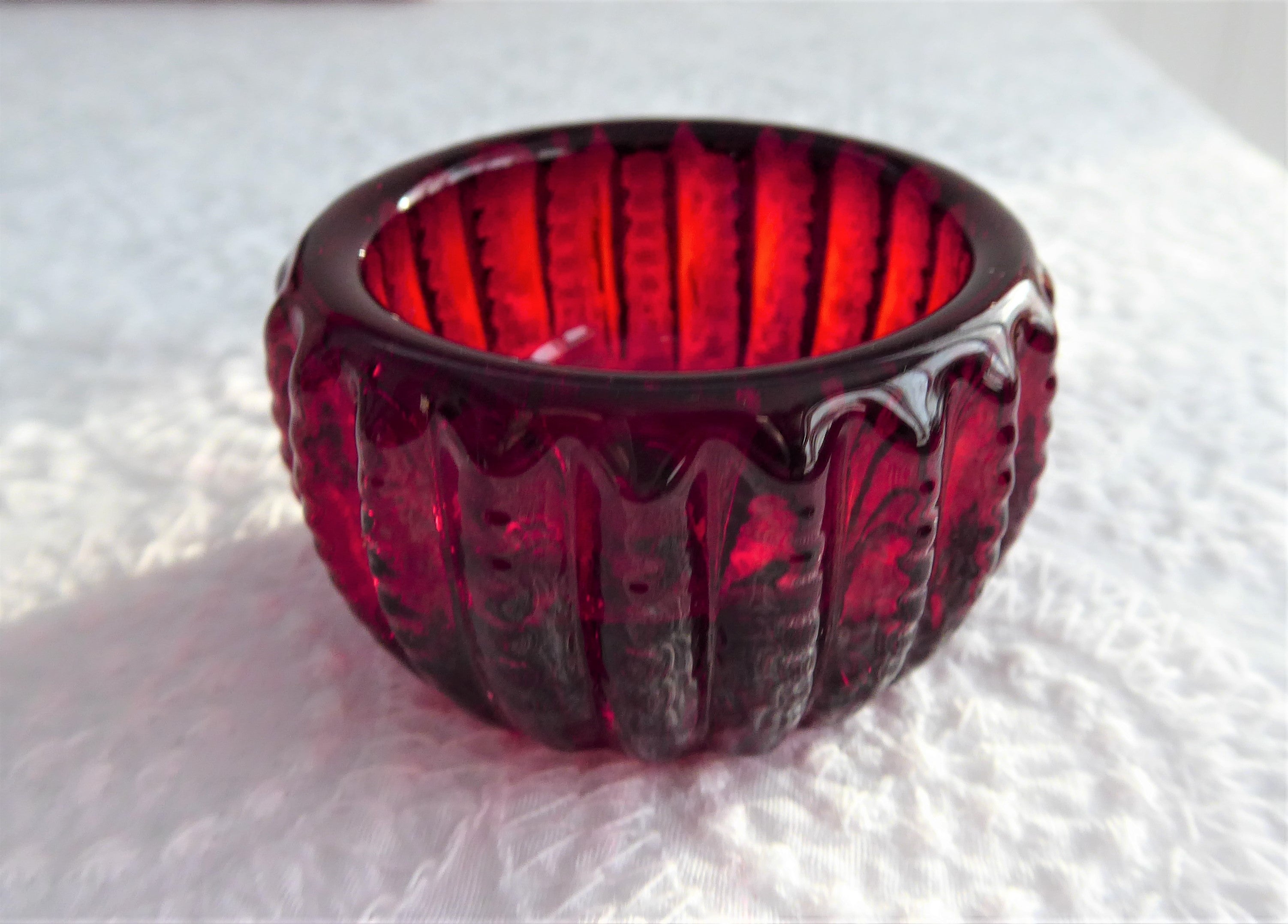 Vintage Ruby Red Glass Salt Dip & Teabag Holder - Imperial Glass Zipper Open Salt Container 1970s Retro Kitchenware for Tea Parties & Collectors