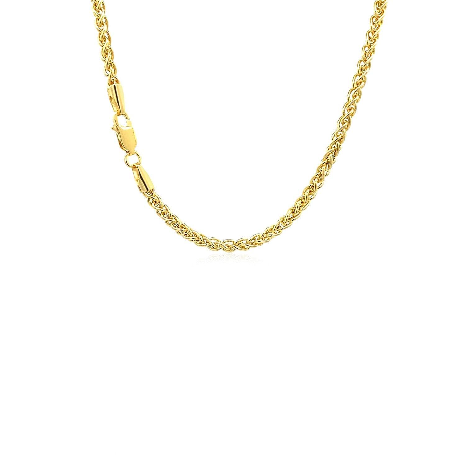 14K Yellow Gold 2.8mm Lightweight Wheat Chain Necklace - Dainty & Elegant Jewelry for Women, Perfect for Layering, Everyday Wear & Special Occasions