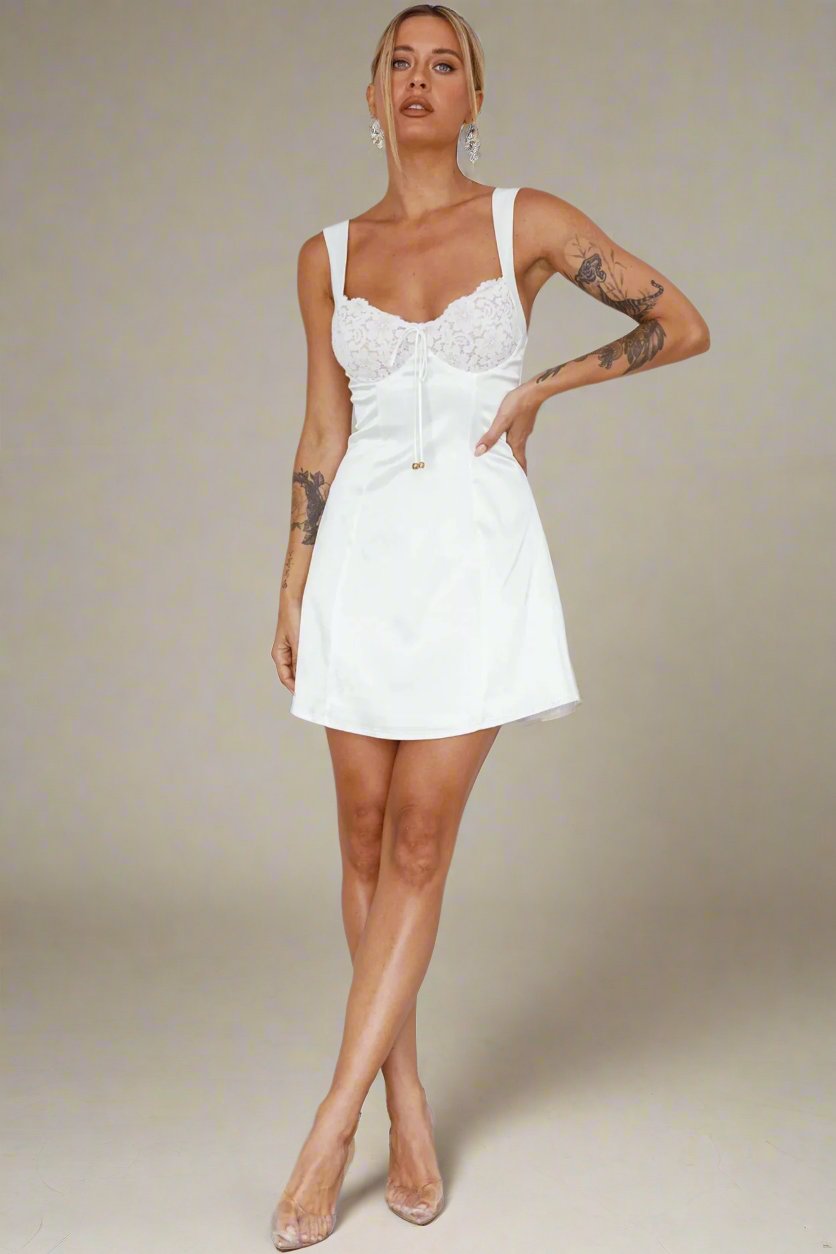 Jodie Mini Dress for Women - Elegant White Summer Party Cocktail Dress | Perfect for Weddings, Dates & Night Out