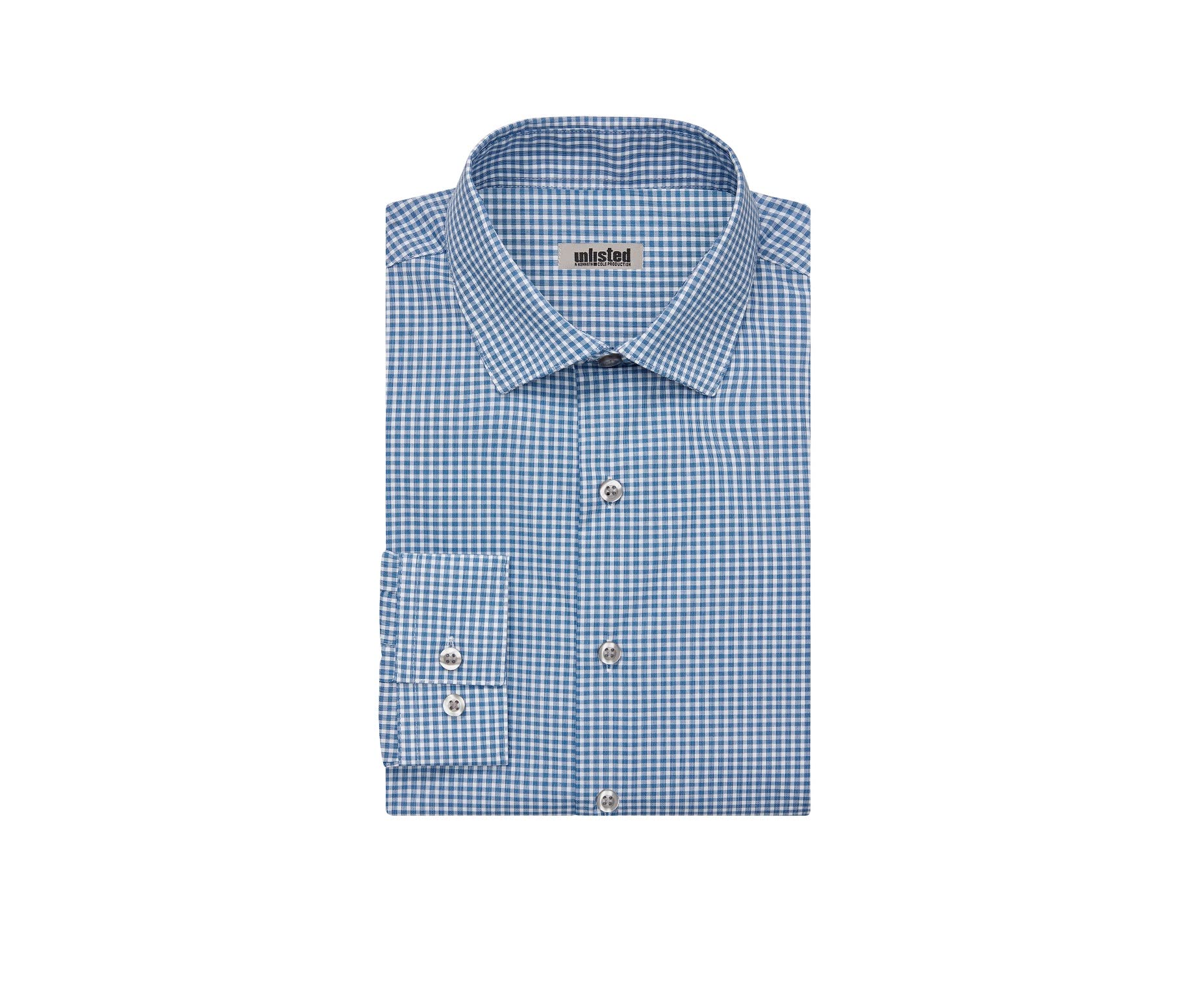 Kenneth Cole Men's Slim Fit Dress Shirt - Check & Stripe Pattern Business Casual Shirts for Office, Wedding & Formal Events | Premium Cotton Button Down Shirt
