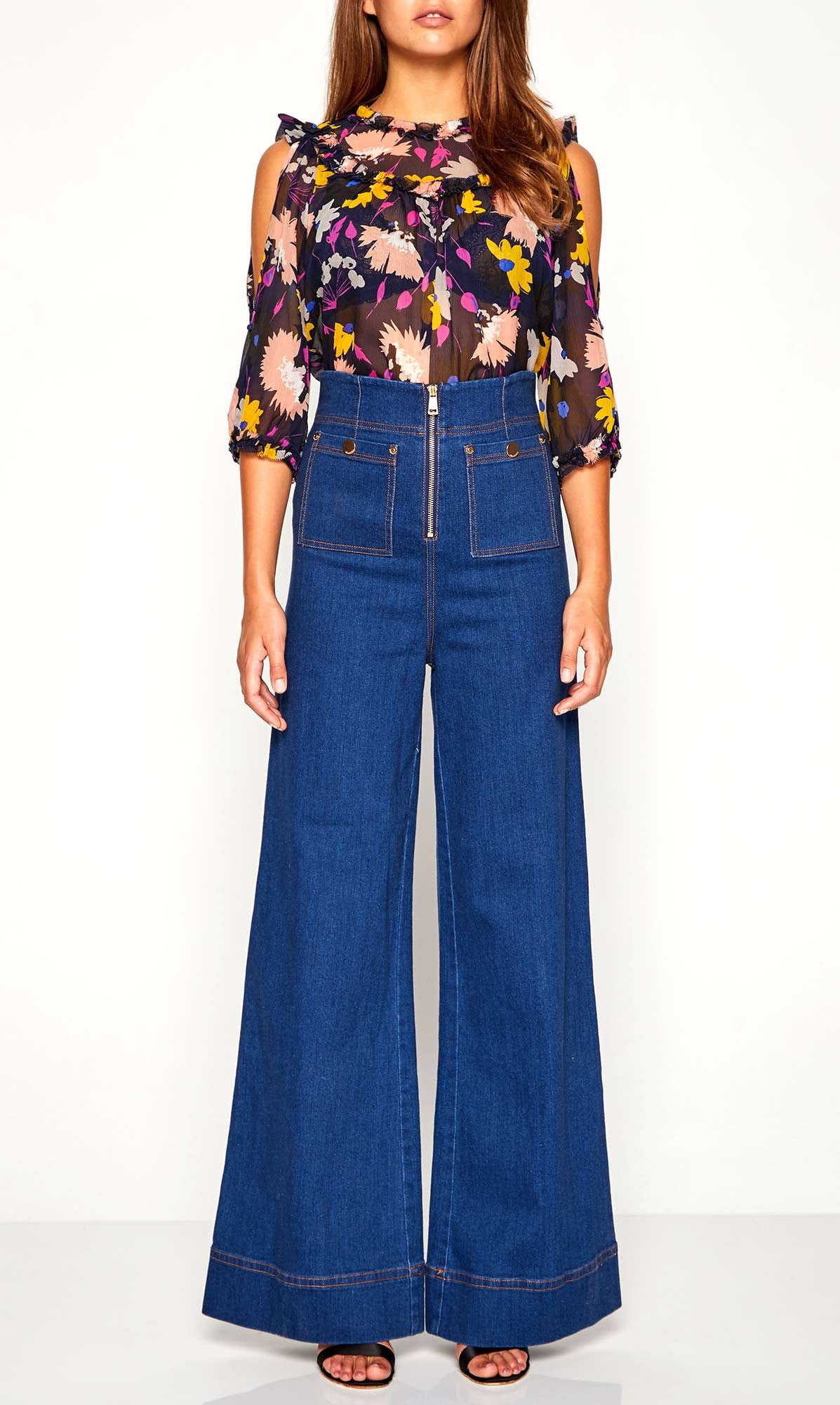 Diamond Eyes Blouse for Women - Elegant Long Sleeve Tops with Floral Print - Perfect for Office, Party & Date Night Outfits