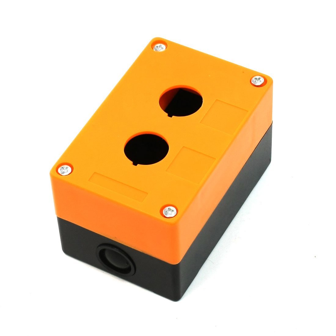 uxcell Black & Orange Dual Button Pushbutton Switch Control Station Box with 4 Screws - Industrial Control Panel, Machinery Equipment, DIY Electrical Projects