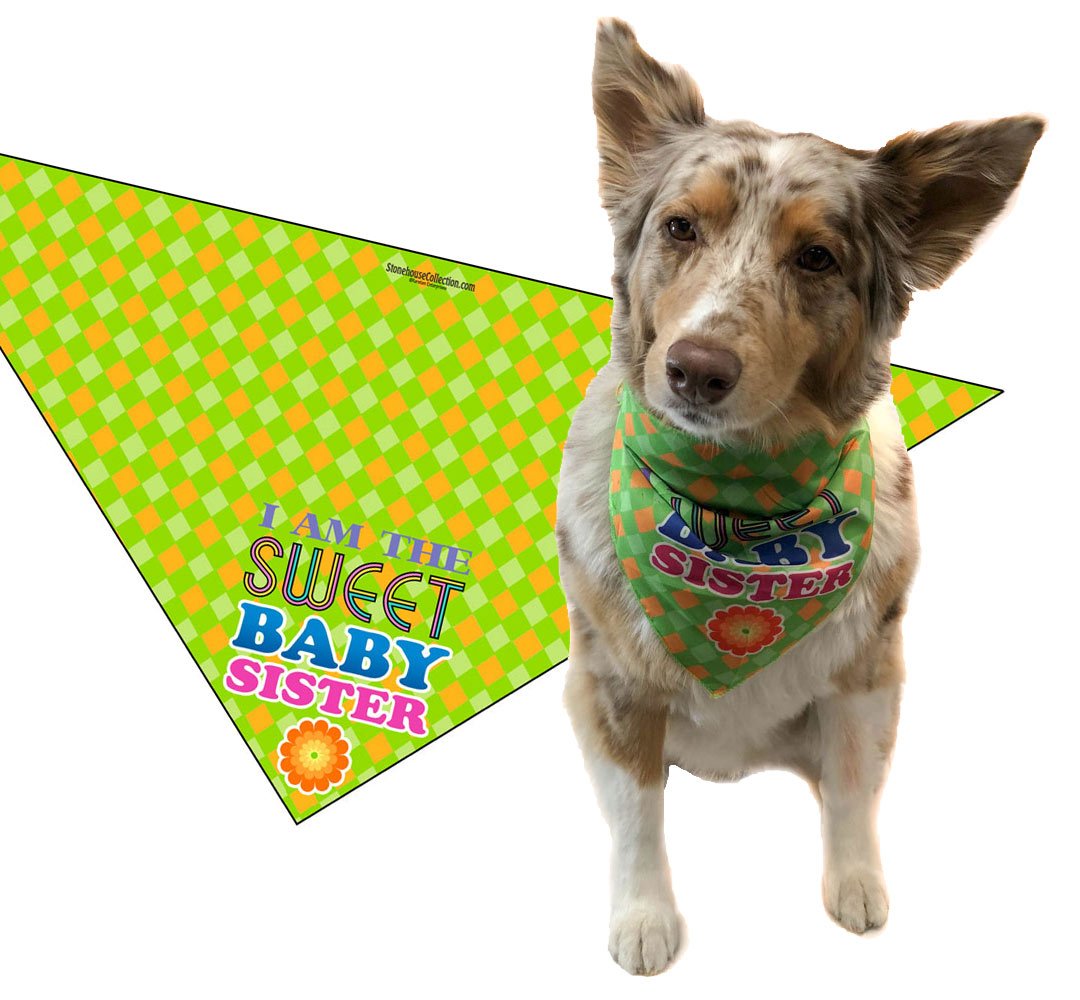 Dog Bandana for Baby Sister - Medium to Large Dogs - Perfect Pet Gift for Birthdays