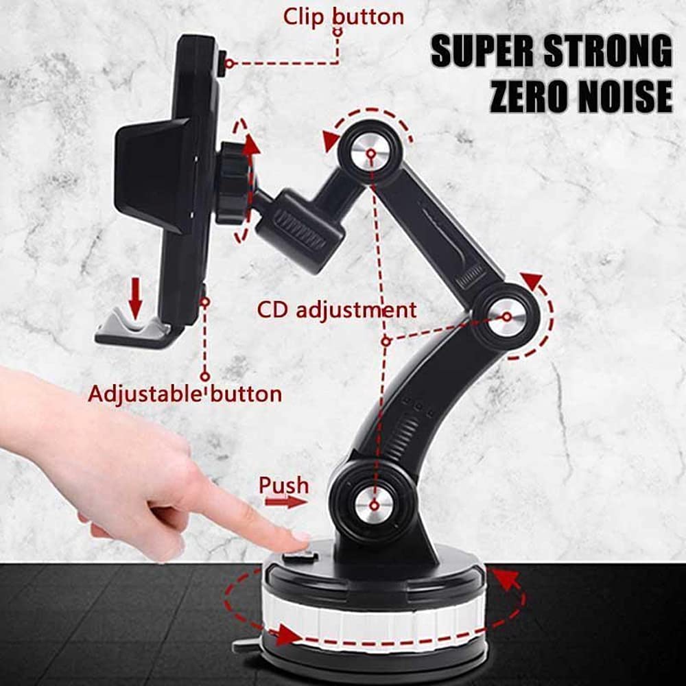 Universal Car Phone Mount - Super Suction Dashboard & Windshield Holder for Smartphones - Perfect for Driving & Truck Use