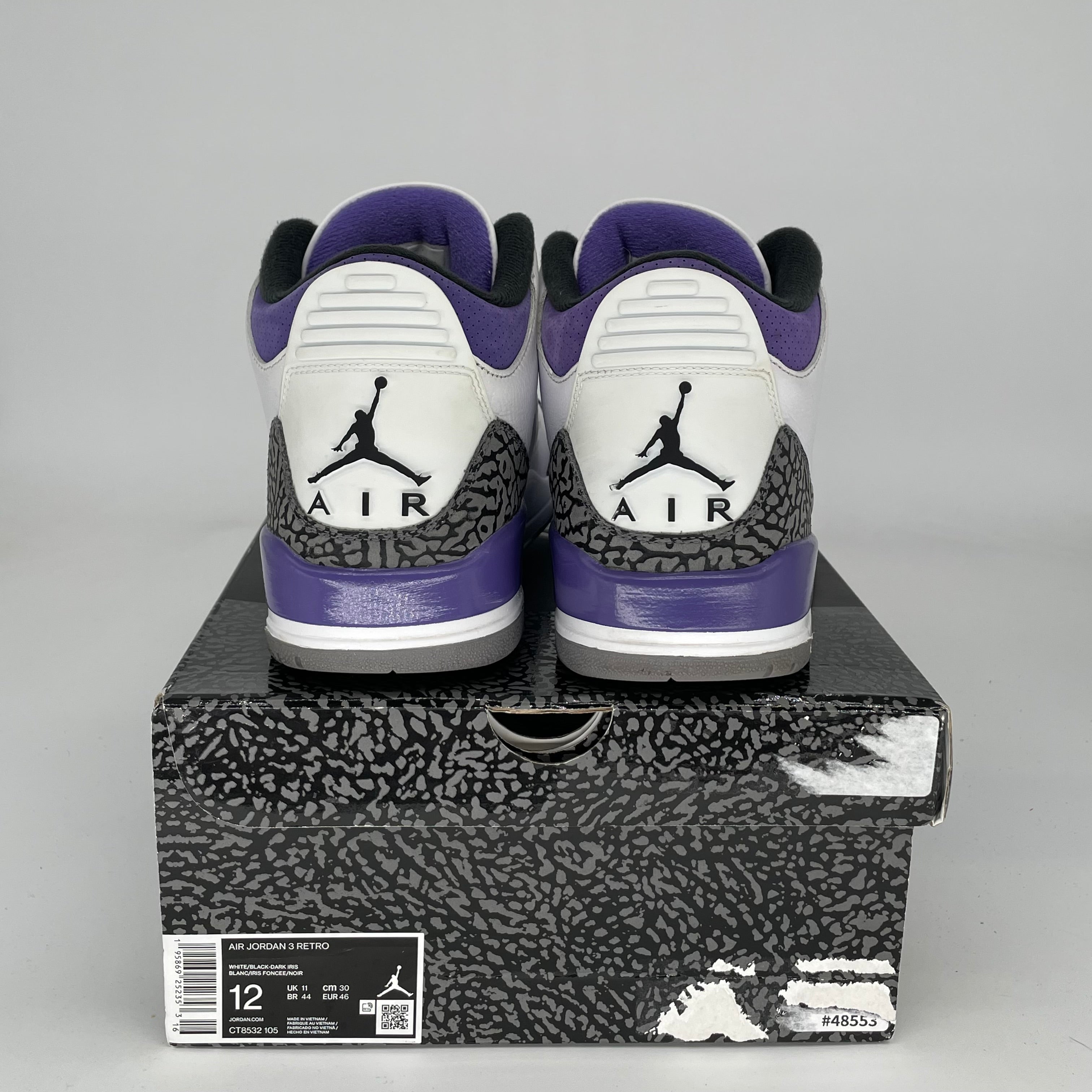 AIR JORDAN 3 DARK IRIS Men's Basketball Shoes - Size 12 (CT8532-105) | Retro Sneakers for Streetwear & Casual Outfits