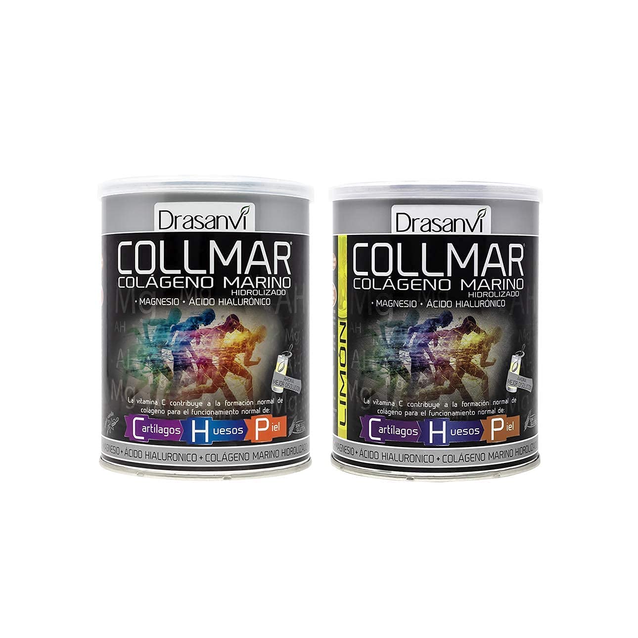 Premium DRASANVI COLLMAR Hydrolyzed Marine Collagen Magnesium Powder Bundle - Vanilla & Lemon Flavors (300g Each) - Supports Healthy Skin, Joints & Bones - Spanish Dietary Supplement for Fitness Recovery & Beauty Routine