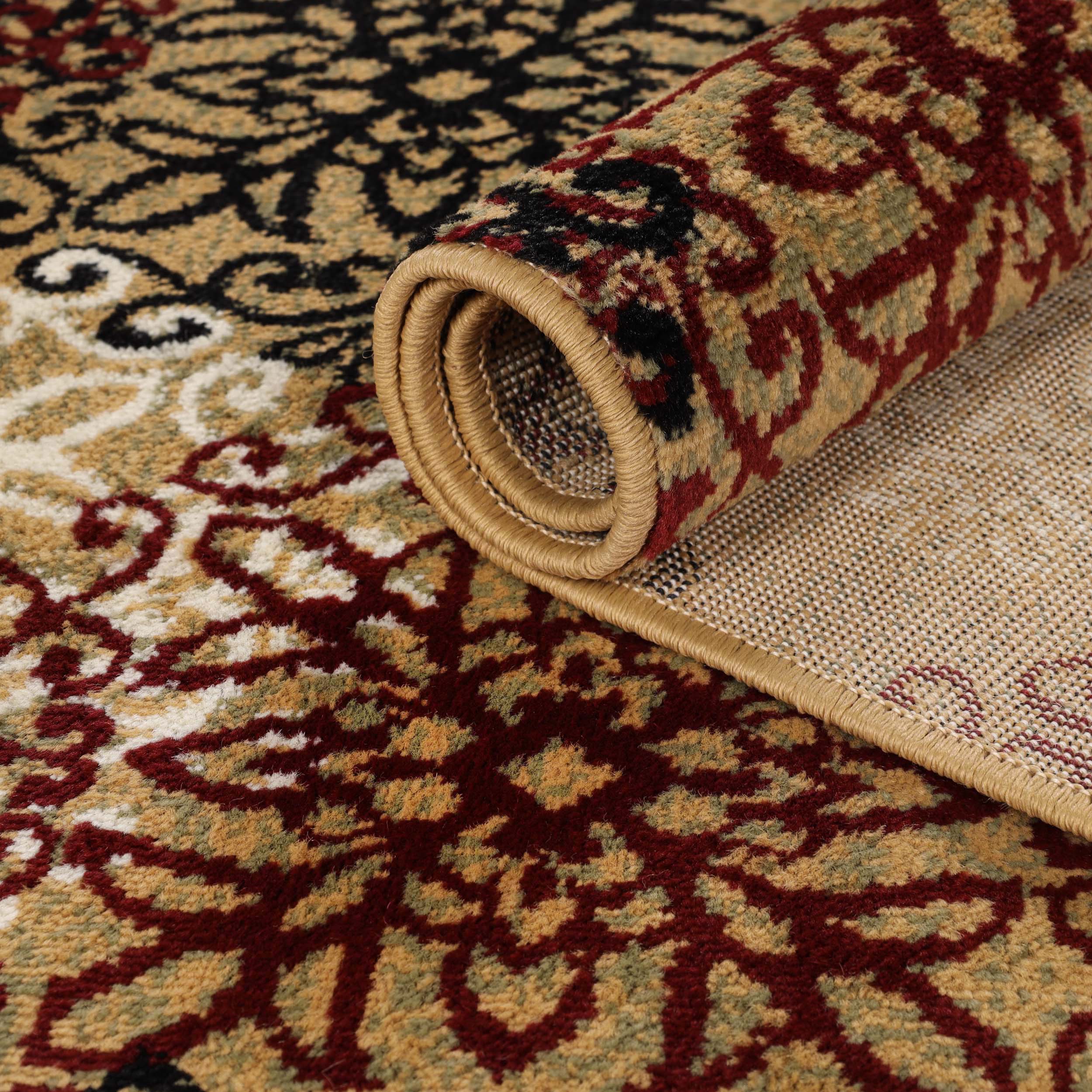 Leigh Traditional Floral Scroll Indoor Area Rugs & Runner Rugs - Non-Slip Soft Living Room Bedroom Decor Carpet