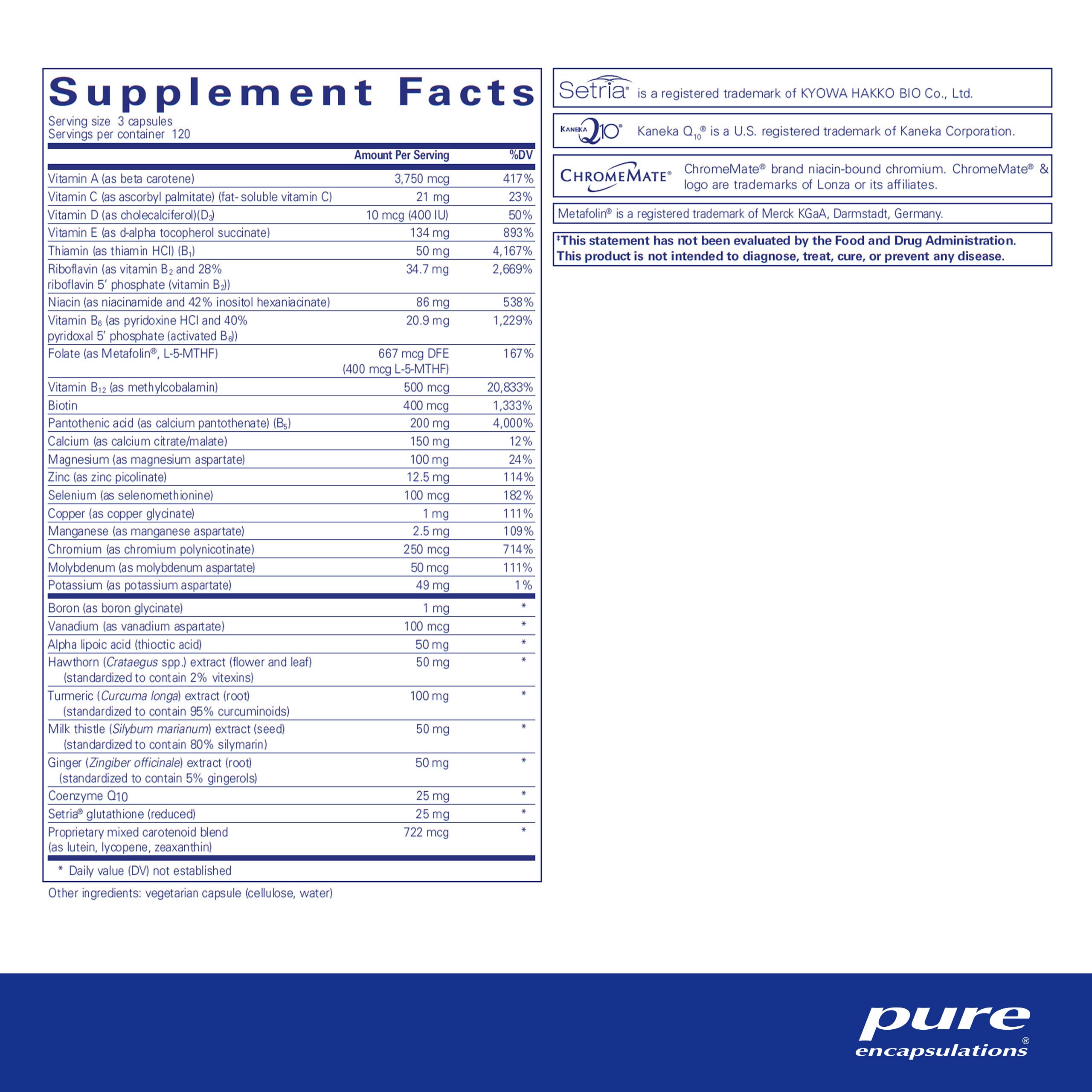 Pure Encapsulations UltraNutrient Multivitamin & Mineral Supplement - 360 Capsules with Vitamin C, CoQ10 for Liver & Heart Health Support - Gluten Free Antioxidant Formula - Daily Wellness & Immune Support Supplement for Active Adults