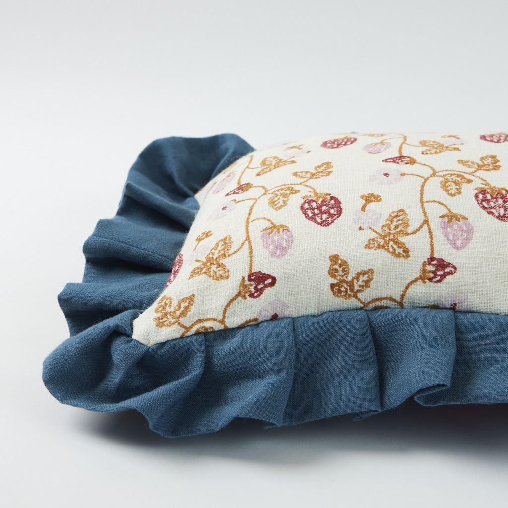 Strawberry Copper Cushion with Frill - Soft and Stylish Home Decor for Living Room, Bedroom, or Nursery