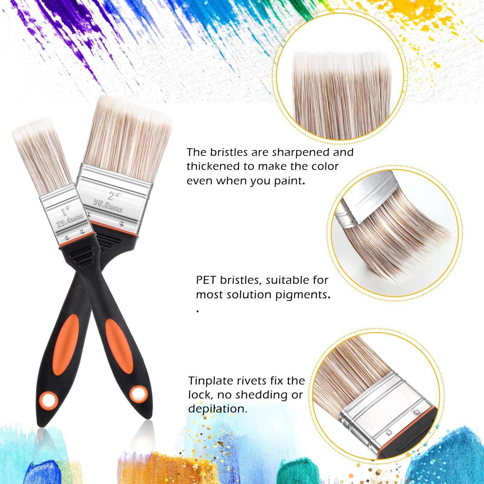5-Piece Stainless Steel Painting Knife Set - 2 Inch & 1 Inch Palette Knives with Background Blender & Fan Blender Brushes for Oil, Acrylic & Canvas Painting - Perfect for Artists, Hobbyists & DIY Home Decor Projects