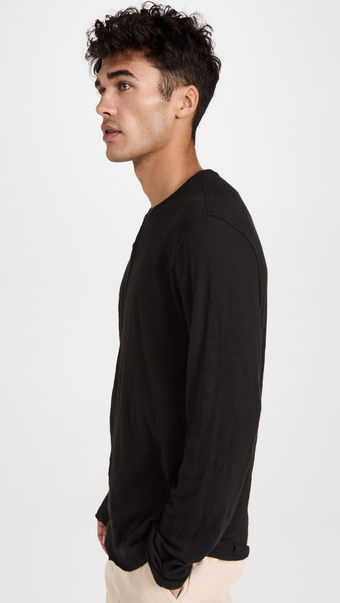 ATM Anthony Thomas Melillo Men's Distressed Wash Henley T-Shirt - Casual Vintage Style for Everyday Wear & Street Fashion