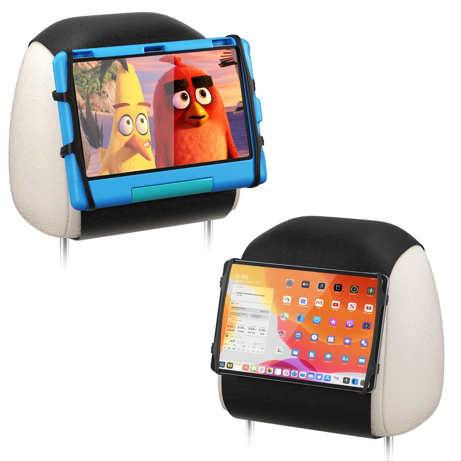 Universal Car Headrest Mount Holder - Adjustable Silicone Tablet Stand for 7-12.9