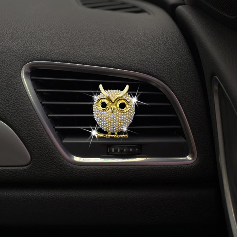 Owl Car Vent Clip Charm - Zcargel Bling Pearl Car Perfume Clip, Glamorous Car Air Freshener & Interior Decoration Accessories for Women | Perfect for Daily Commute, Road Trips & Gift Giving