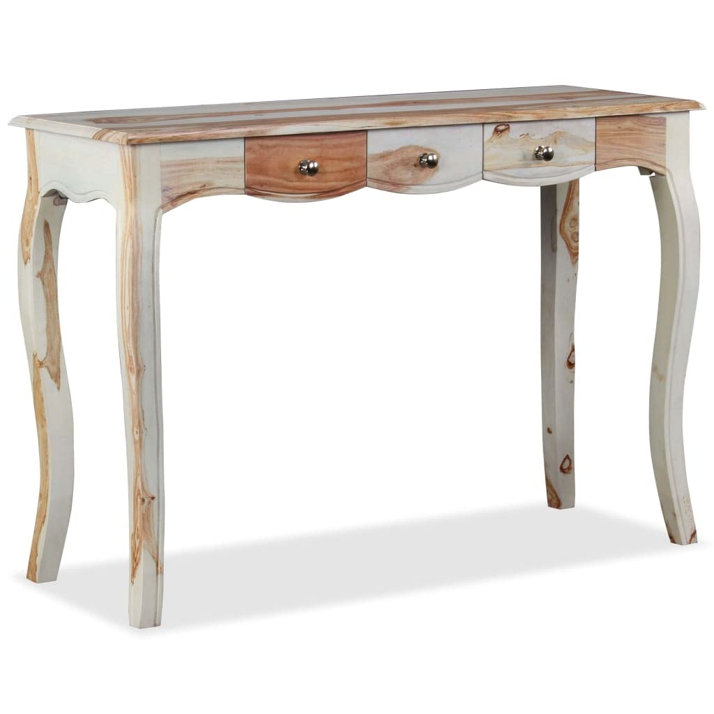 Solid Sheesham Wood Console Table with 3 Drawers - 43.3