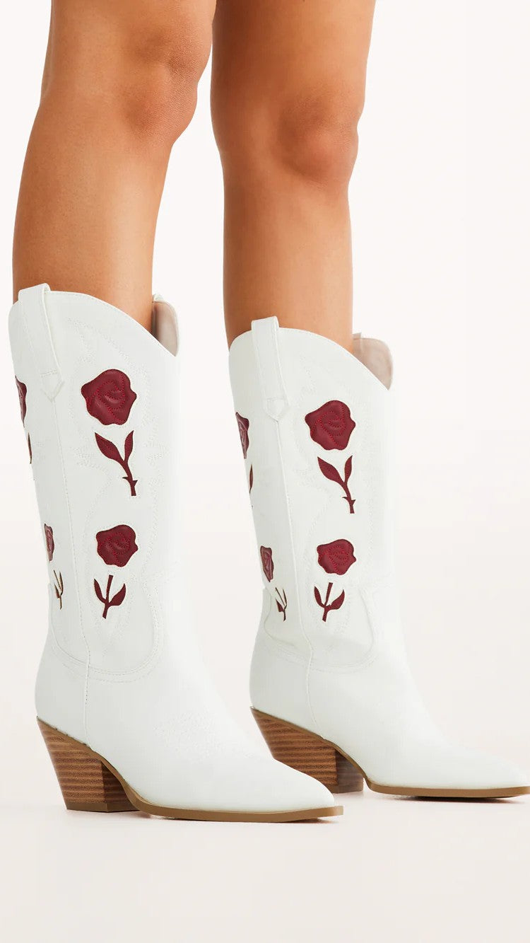 Arden Boots - Women's White Garnet Leather Ankle Boots for Casual & Dressy Outfits | Comfortable & Stylish Fall & Winter Footwear