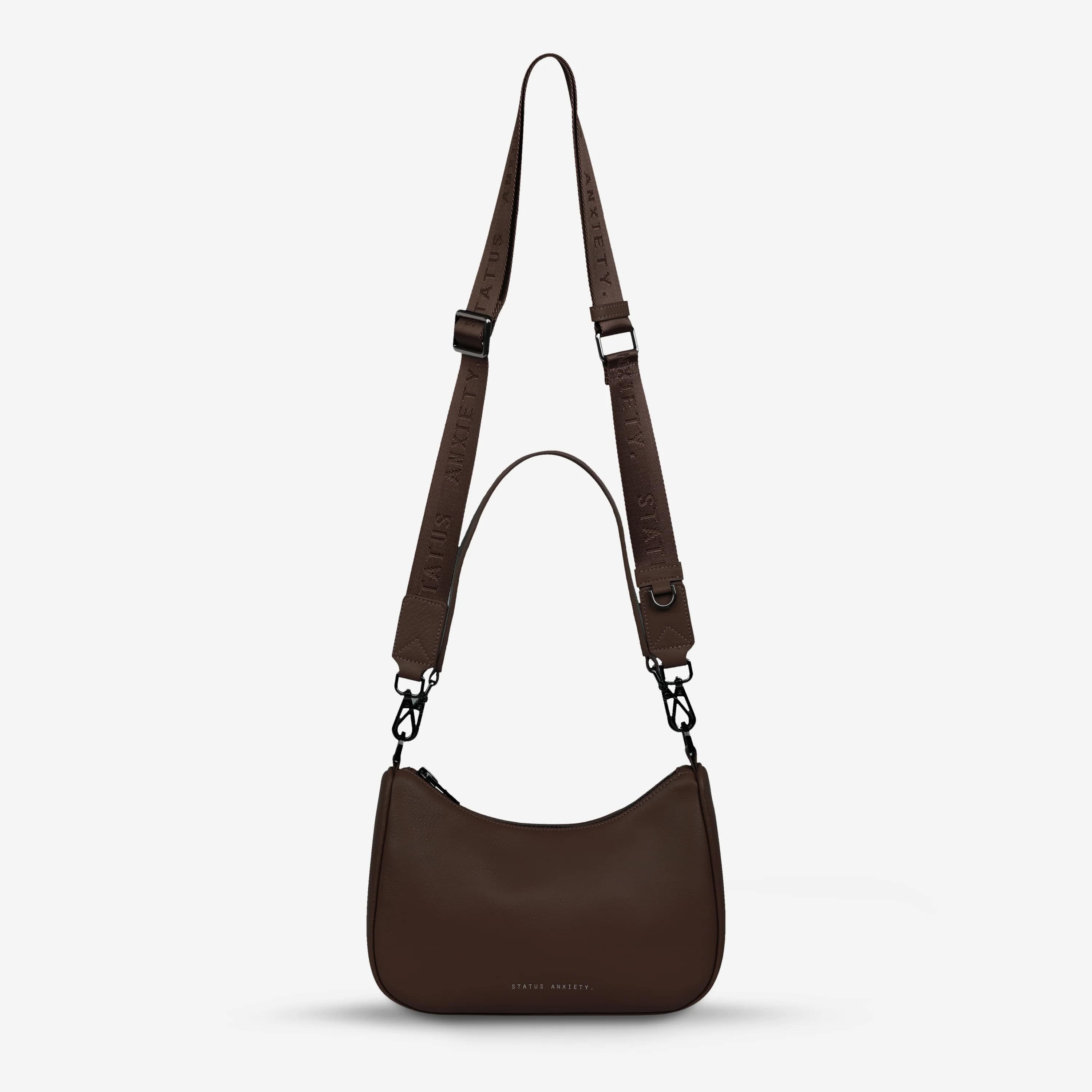 Status Anxiety Look Both Ways Bag in Cocoa - Stylish Crossbody Purse for Women, Perfect for Work, Travel & Everyday Use