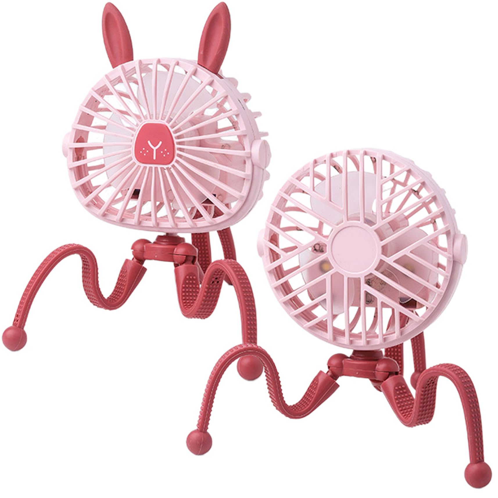 Cute Bunny Stroller Fan - 3 Speed Adjustable USB Rechargeable Baby Fan with Light, 360° Rotation & 500mAh Battery | Perfect for Strollers, Car Seats, Desks, Camping & Outdoor Activities