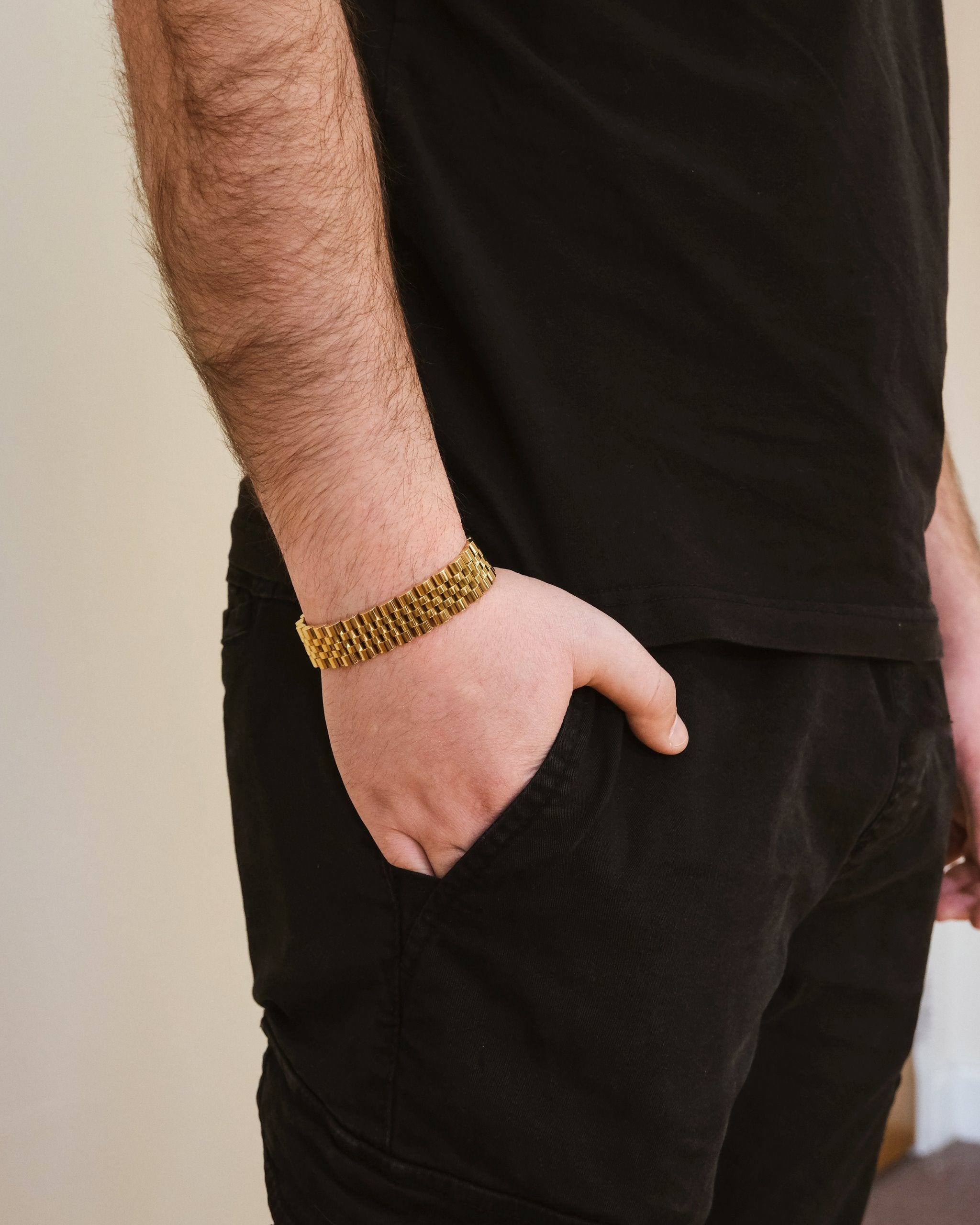 Stylish Men's Watch Band Chain Bracelet - Durable Stainless Steel Adjustable Wristband for Casual & Formal Wear - Perfect for Business, Parties & Everyday Fashion Accessories