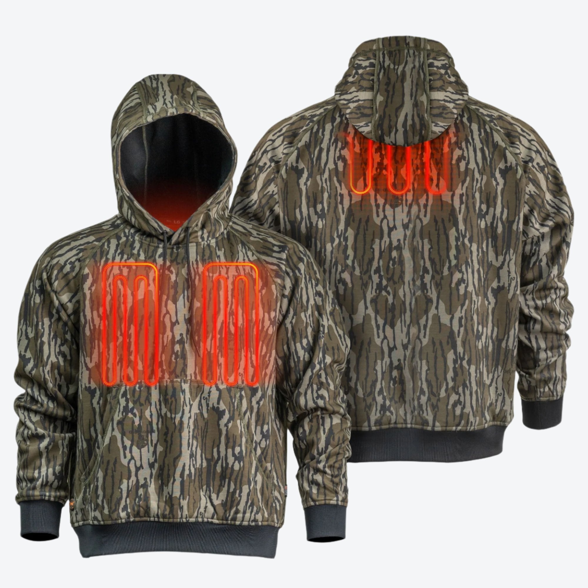BLX Mossy Oak Heated Pullover for Men - Battery Heated Jacket with Adjustable Temperature - Perfect for Hunting, Fishing & Outdoor Winter Activities