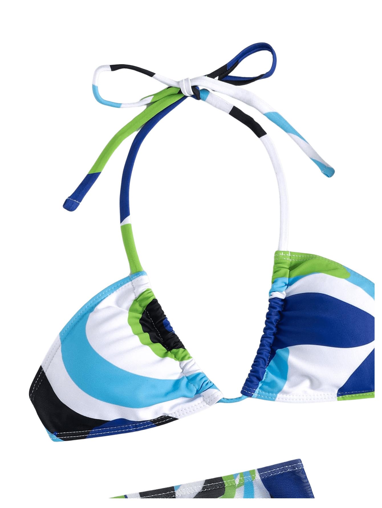 Milumia Women's 4 Piece Swimwear Set - Triangle Bikini Top & Bottom with Mesh Cover Up, Beach Skirt & Bandana for Summer Vacation, Pool Party & Tropical Getaway