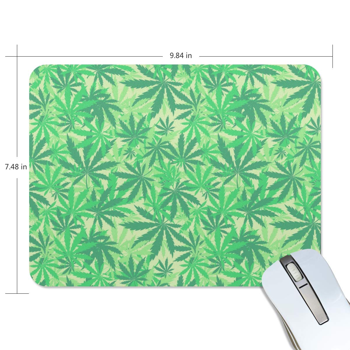 Premium Non-Slip Cannabis Leaf Mouse Pad - 9.84 x 7.48 x 0.2 Inch Ergonomic Gaming & Office Desk Mat with Rubber Base - Perfect for Gamers, Graphic Designers & Computer Workstations