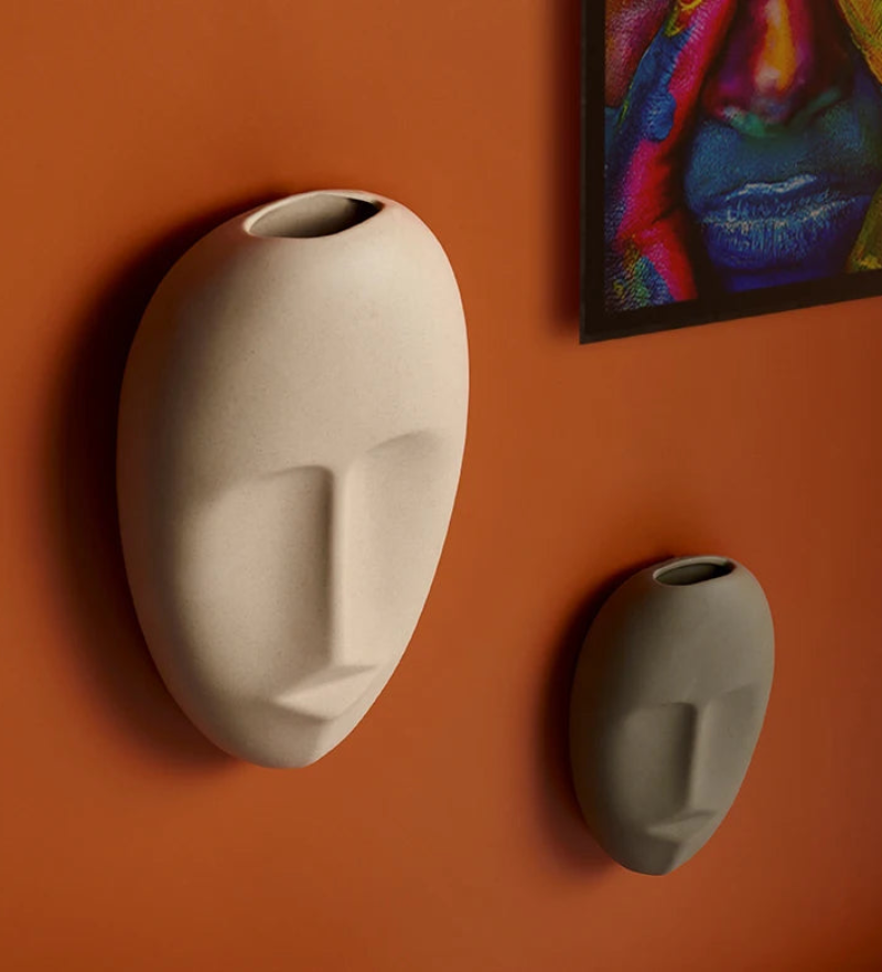 About a Face Ceramic Wall Accent & Vase - Handmade Home Decor for Living Room, Bedroom, or Office - Unique Gift Idea for Housewarming & Interior Design