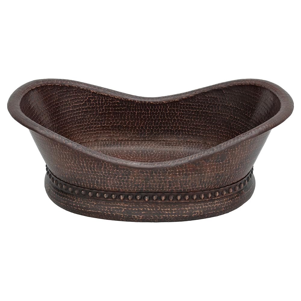 Premier Copper Products VBT20DB 20-Inch Hammered Copper Bathtub Vessel Sink in Oil Rubbed Bronze - Perfect for Luxury Bathrooms, Spa Retreats & Modern Farmhouse Decor