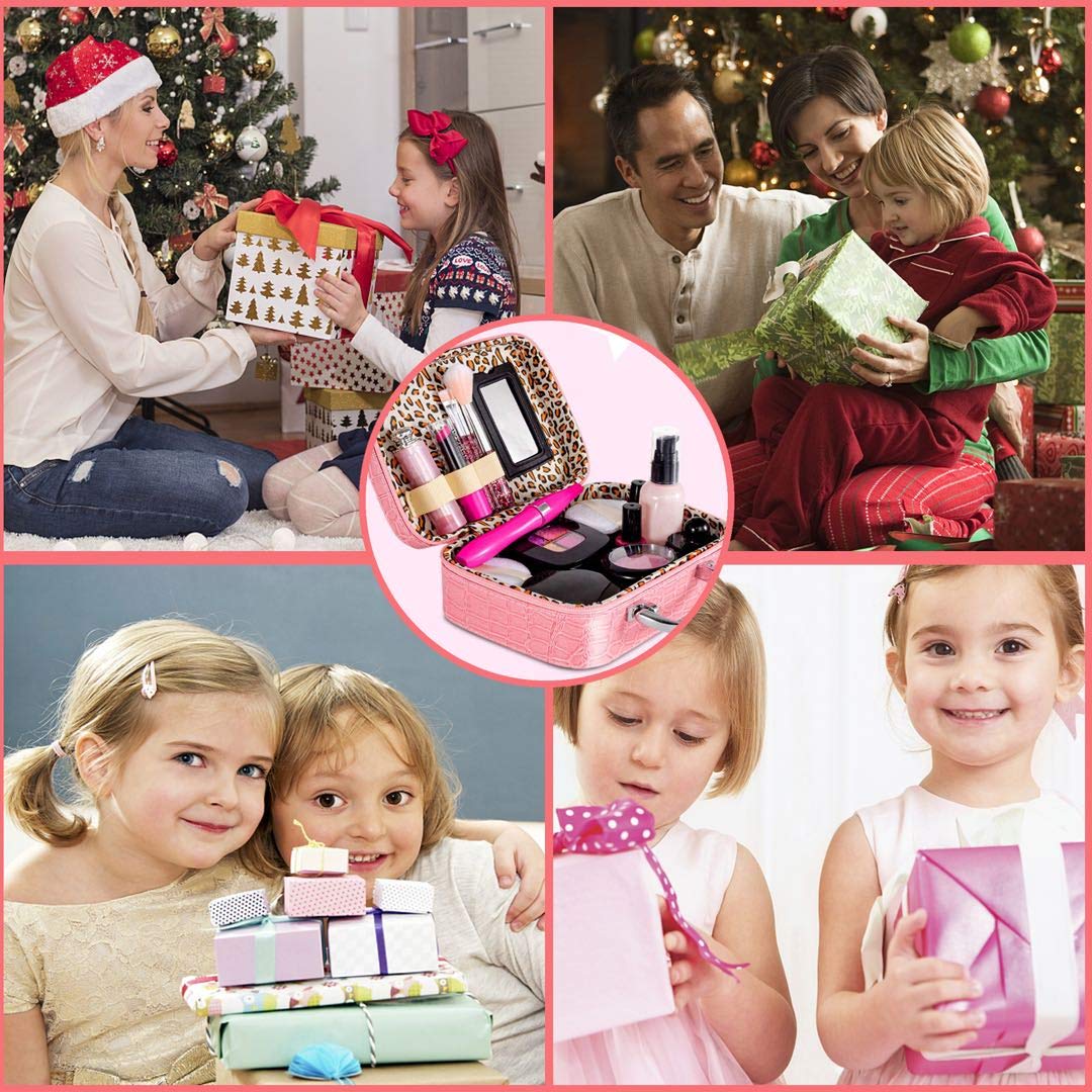 Fake Makeup Kit for Girls - Kids Cosmetic Toy Set with Bag - Birthday & Christmas Gift for Pretend Play